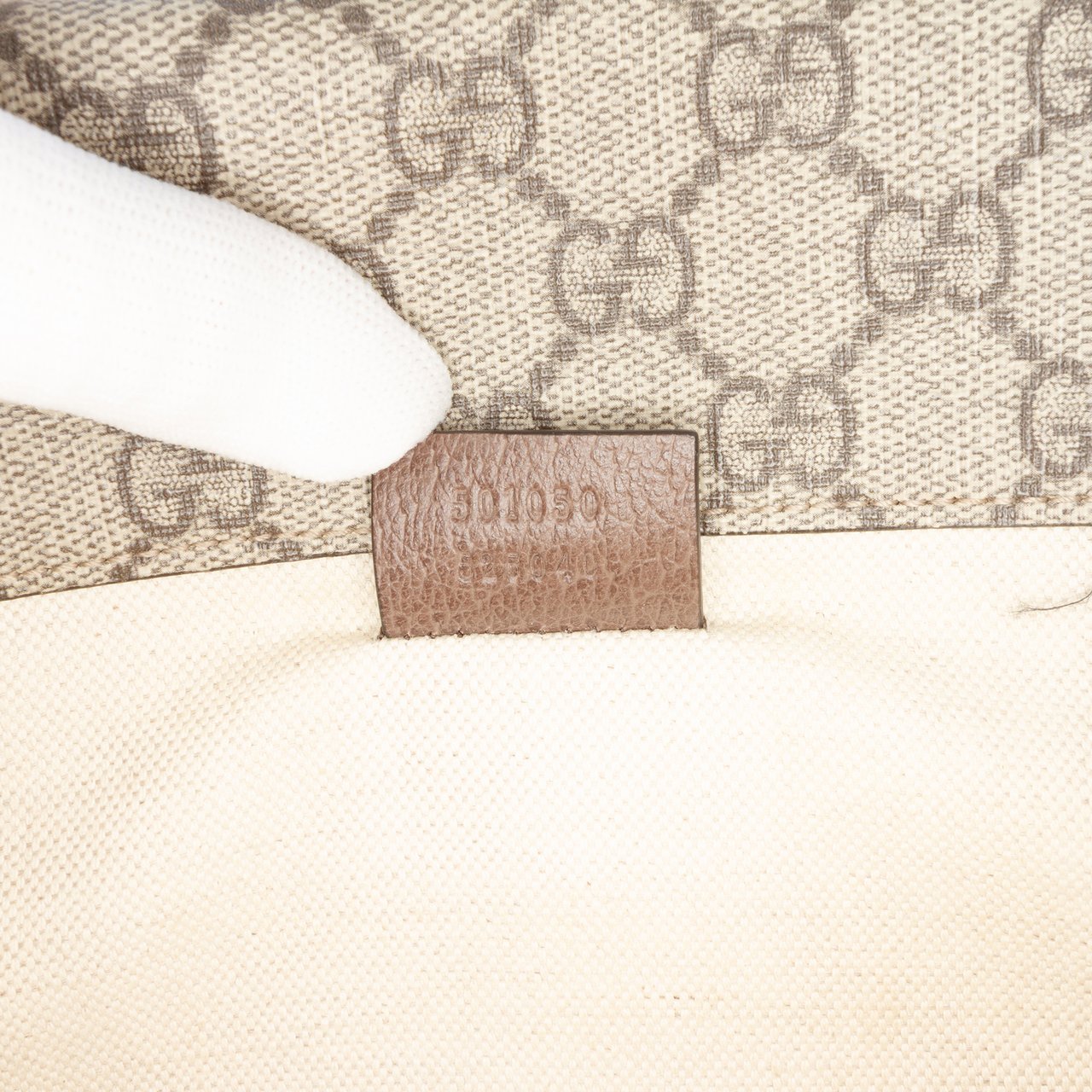 Gucci Small GG Supreme Web Neo Vintage Double Flap Messenger Bag Bruin