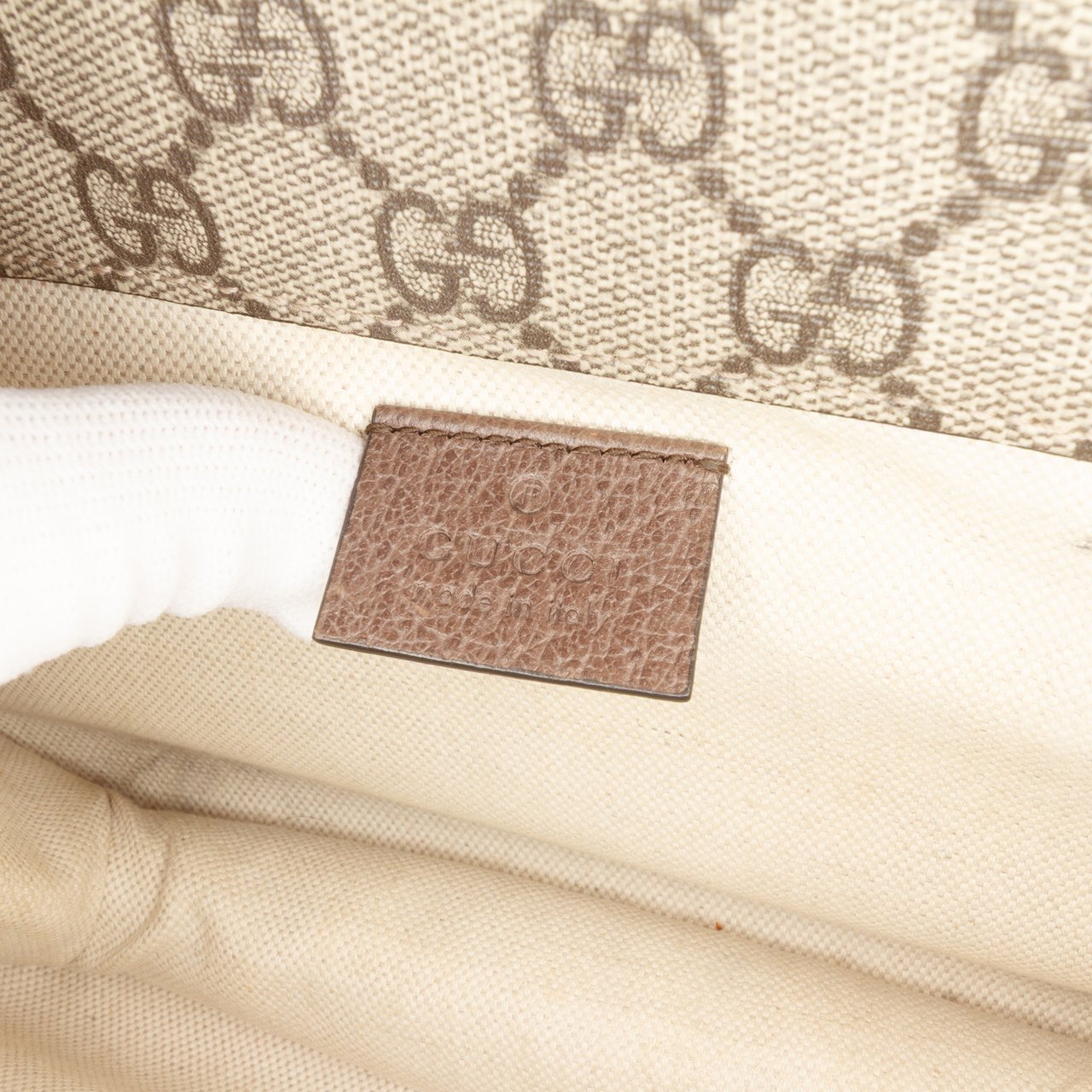 Gucci Small GG Supreme Web Neo Vintage Double Flap Messenger Bag Bruin
