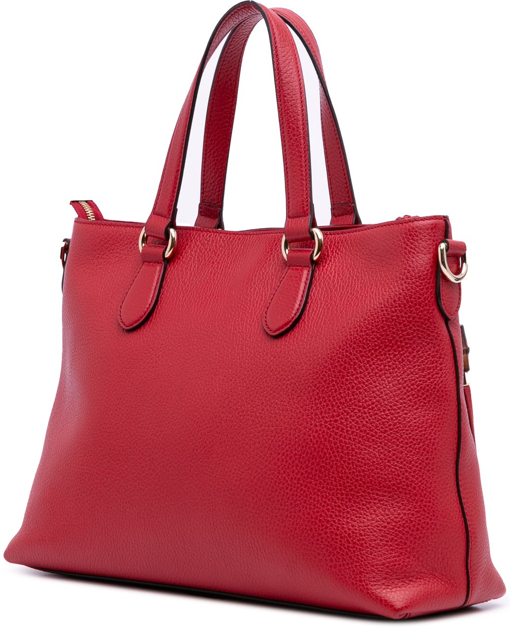 Gucci Leather Bamboo Tassel Satchel Rood