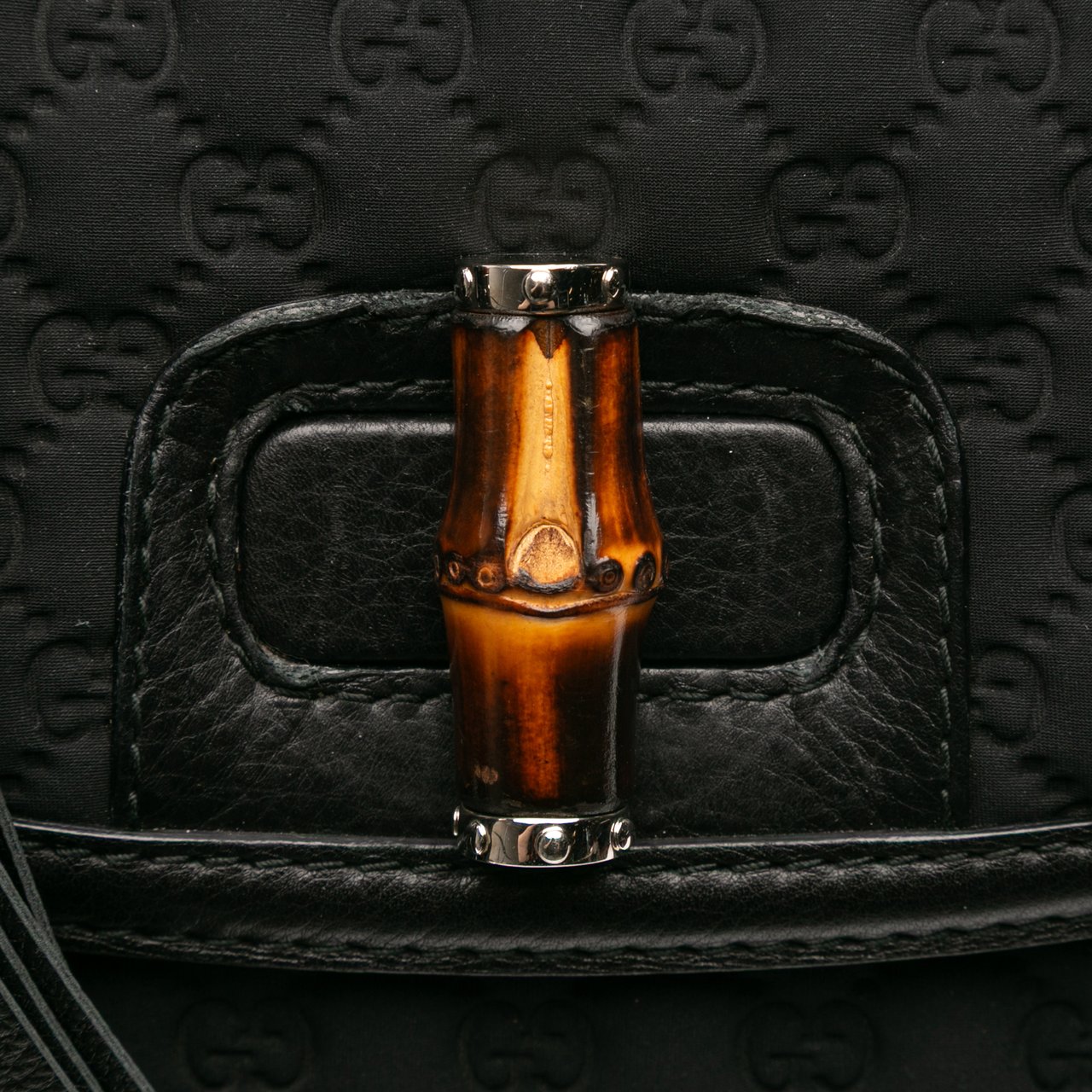 Gucci Large GG Neoprene New Bamboo Top Handle Bag Zwart