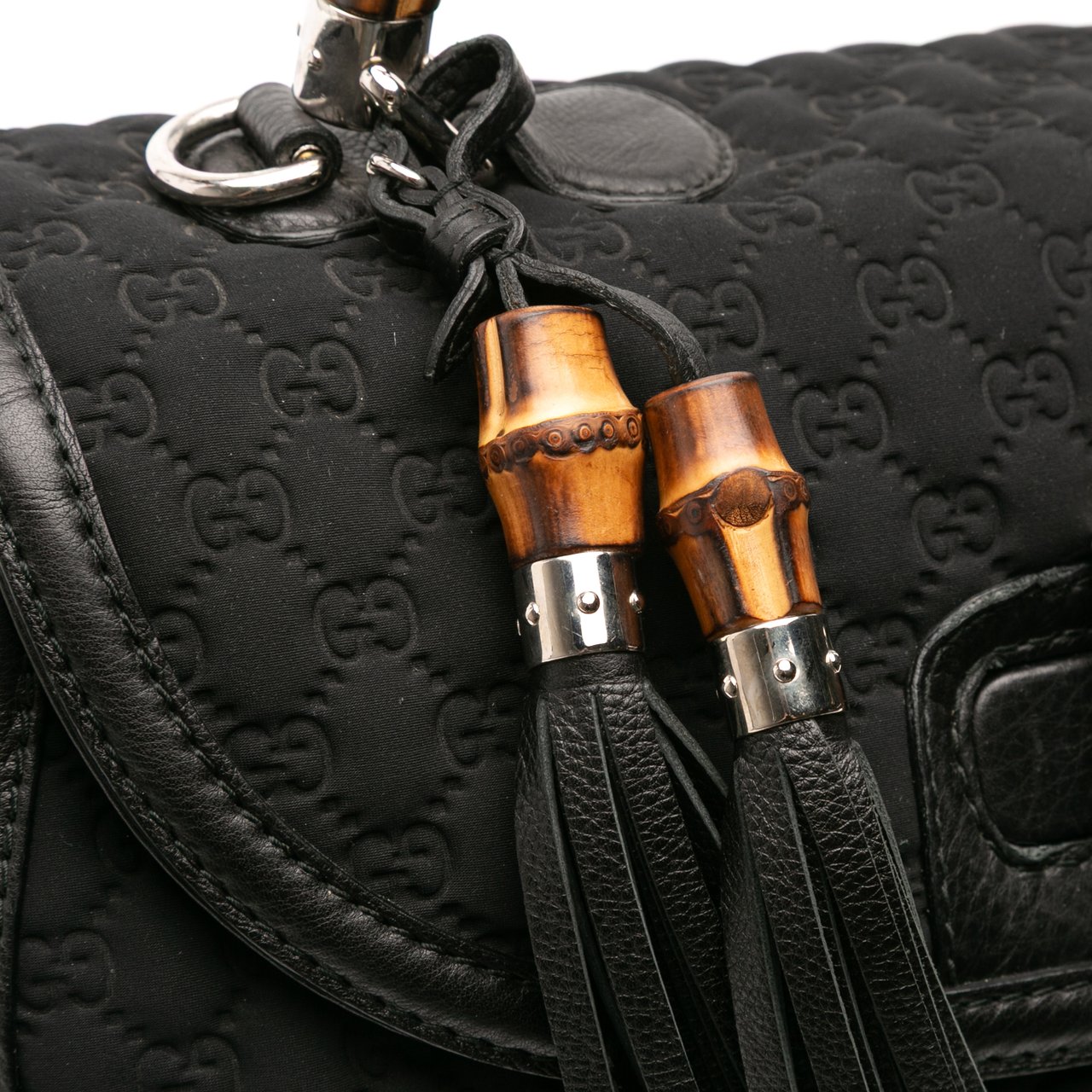 Gucci Large GG Neoprene New Bamboo Top Handle Bag Zwart