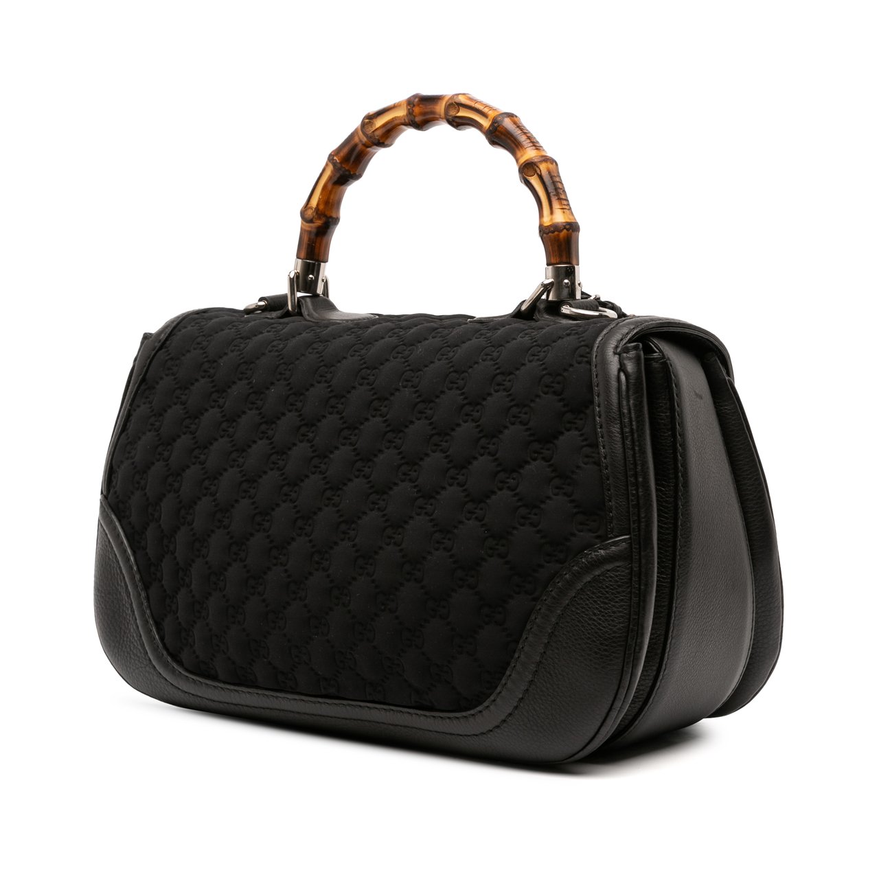 Gucci Large GG Neoprene New Bamboo Top Handle Bag Zwart