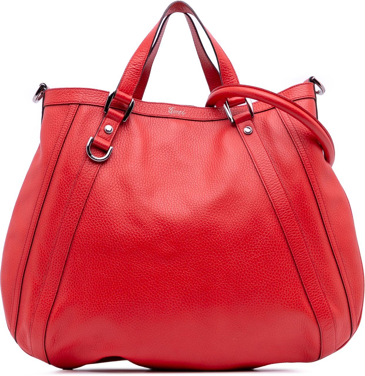Gucci Leather Abbey D Ring Convertible Tote Rood
