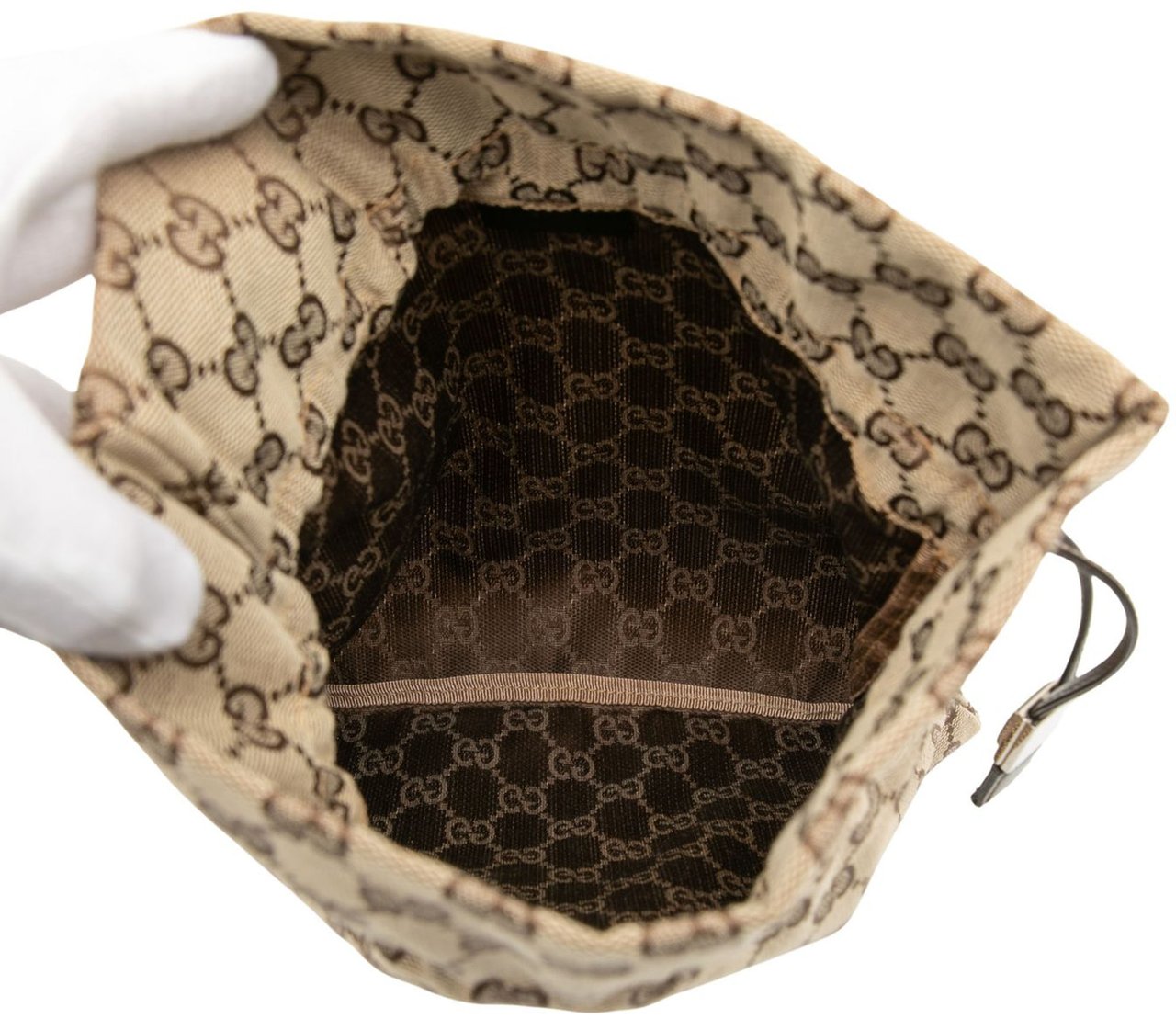 Gucci GG Canvas Drawstring Pouch Bruin