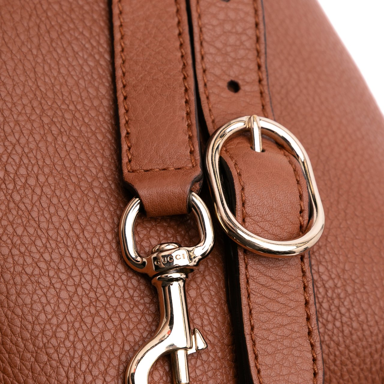 Gucci Small Calfskin Bamboo Shopper Satchel Bruin