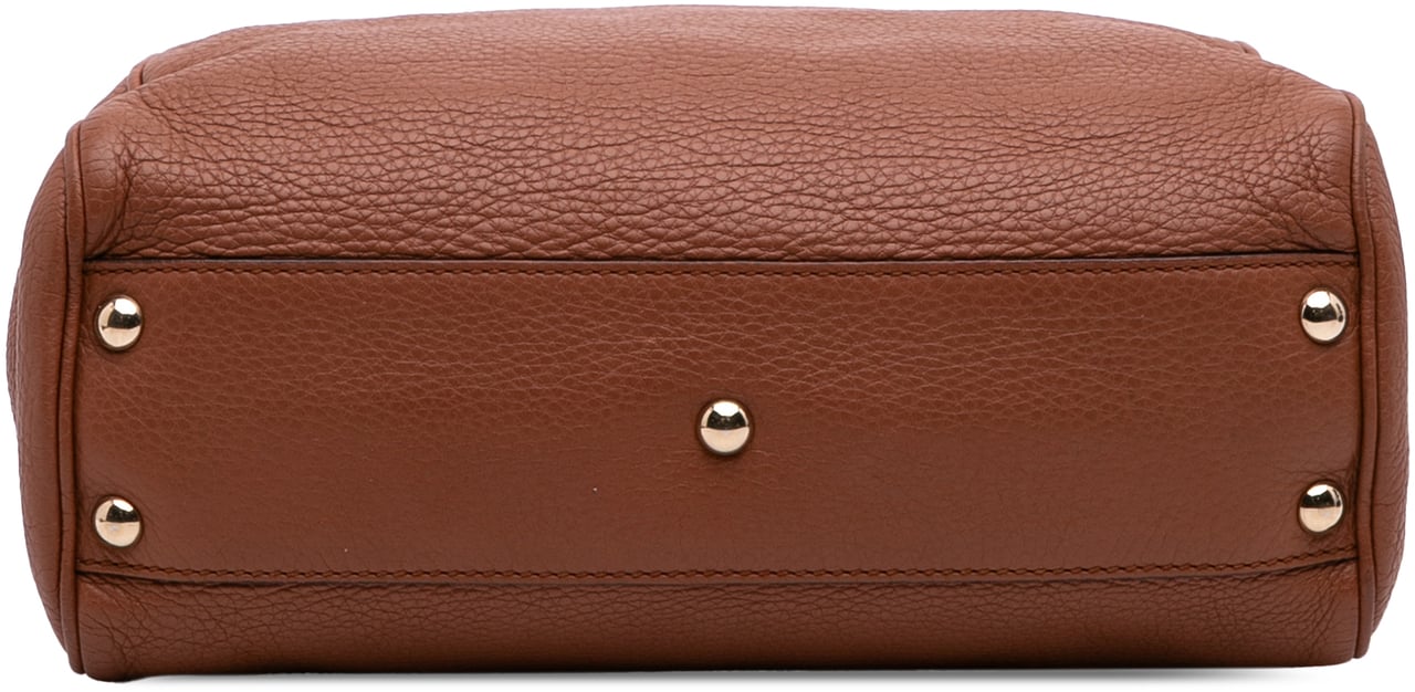 Gucci Small Calfskin Bamboo Shopper Satchel Bruin