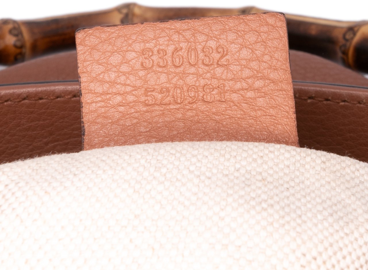 Gucci Small Calfskin Bamboo Shopper Satchel Bruin