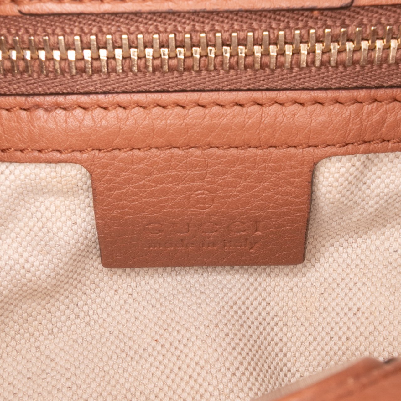 Gucci Small Calfskin Bamboo Shopper Satchel Bruin