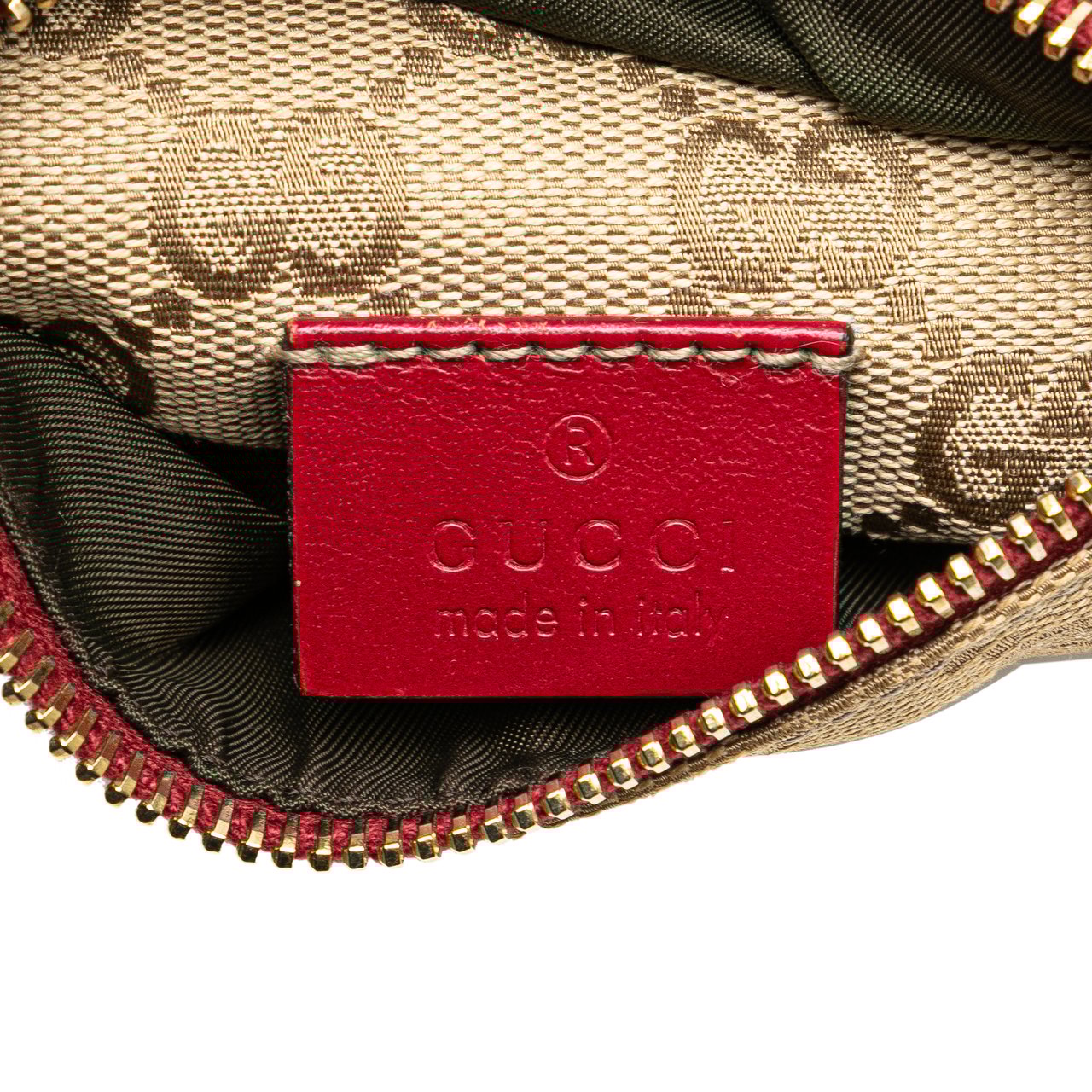 Gucci GG Canvas Web Double Pocket Belt Bag Bruin
