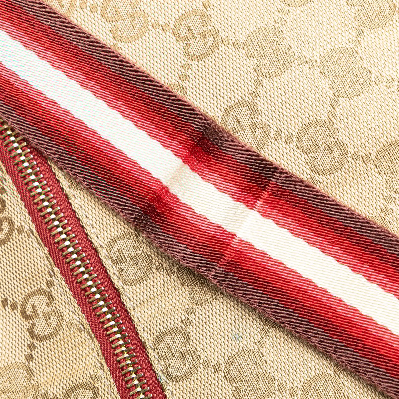 Gucci GG Canvas Web Double Pocket Belt Bag Bruin