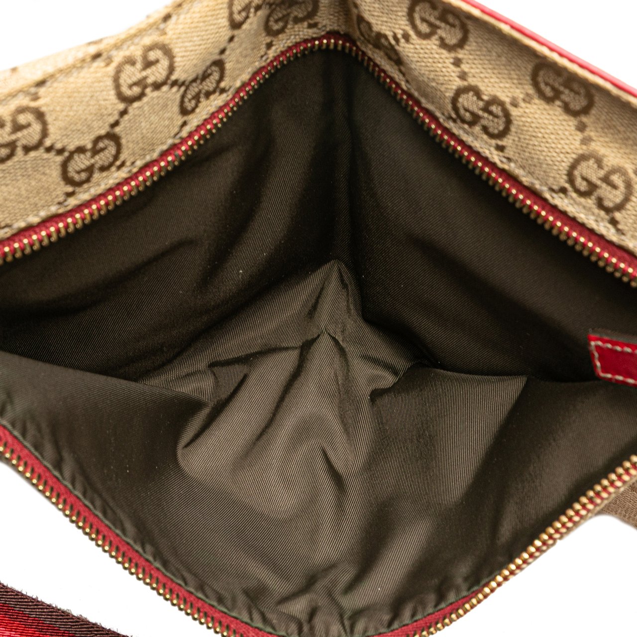 Gucci GG Canvas Web Double Pocket Belt Bag Bruin