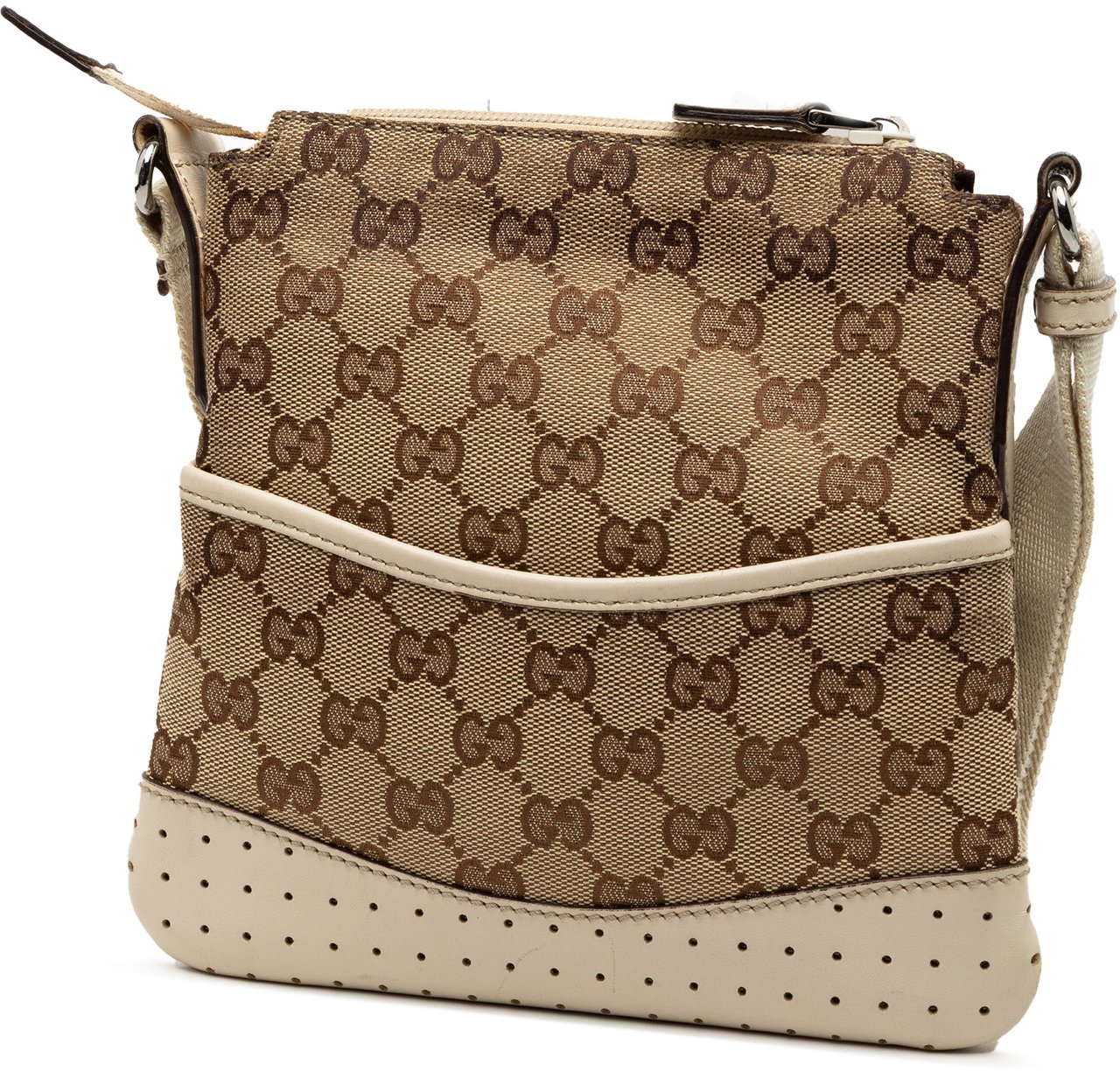 Gucci GG Canvas Perforated Crossbody Bruin