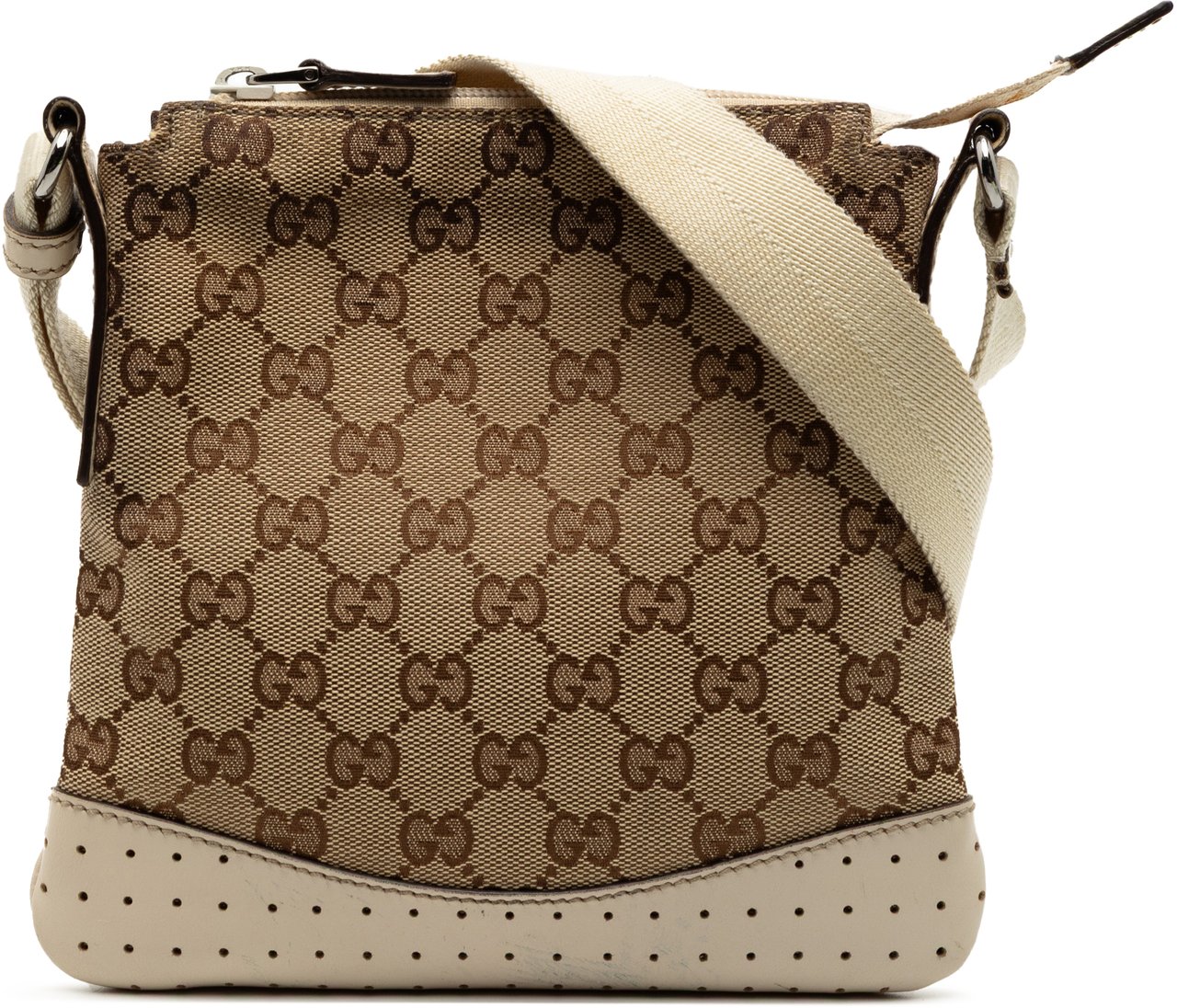 Gucci GG Canvas Perforated Crossbody Bruin