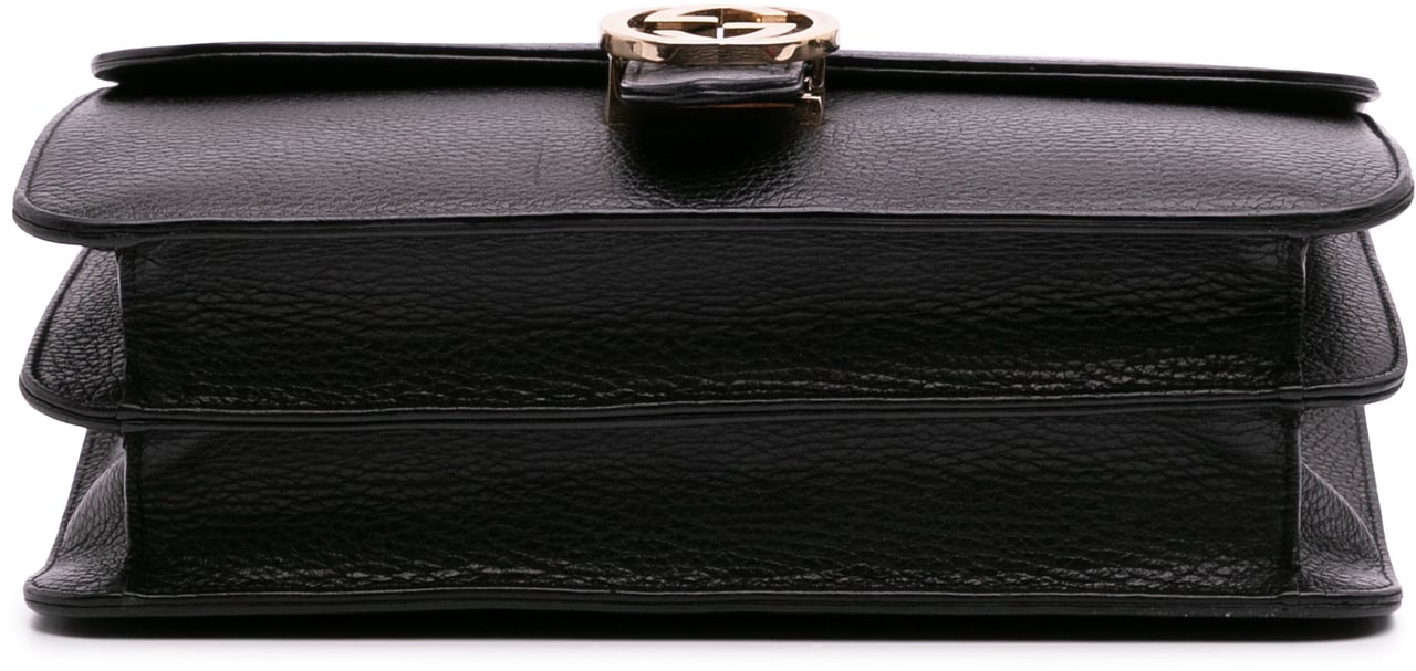 Gucci Medium Dollar Calfskin Interlocking G Crossbody Zwart