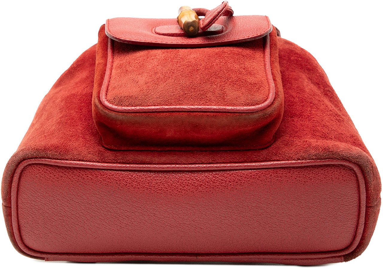 Gucci Suede Bamboo Backpack Rood