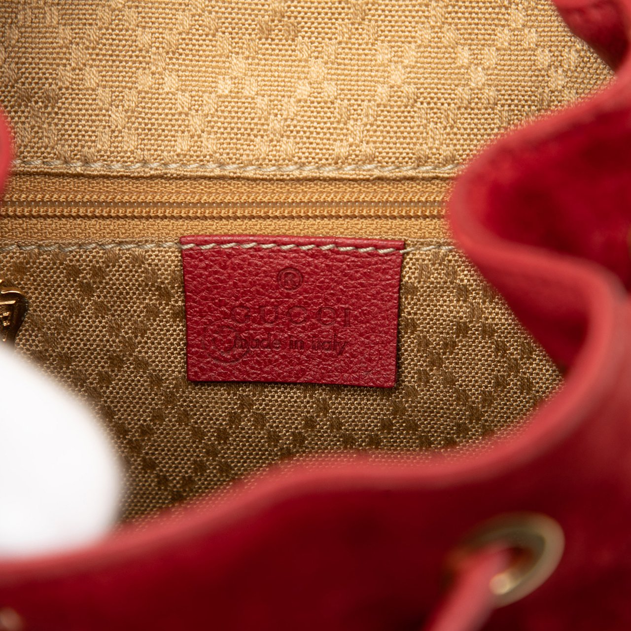 Gucci Suede Bamboo Backpack Rood