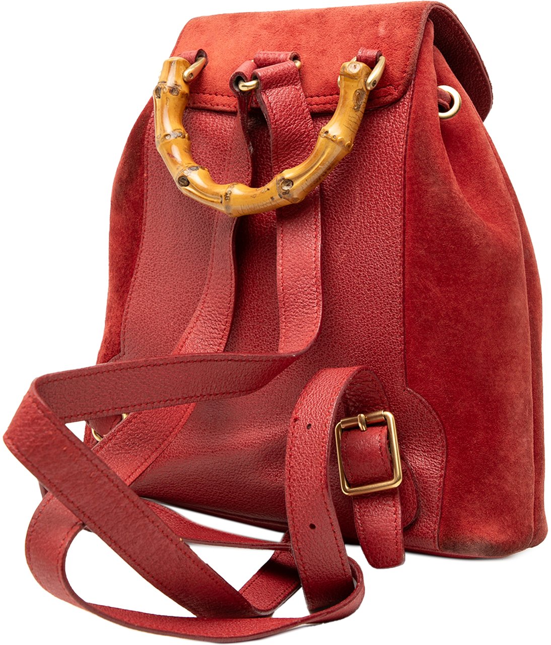 Gucci Suede Bamboo Backpack Rood