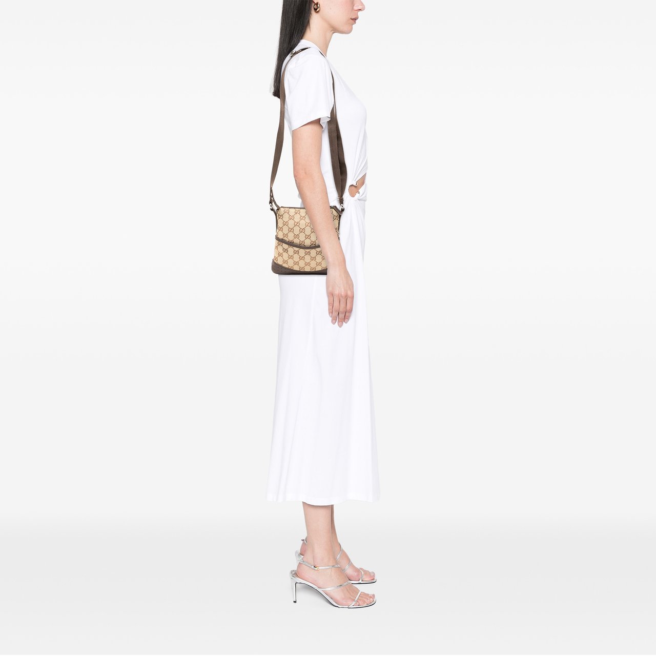 Gucci Small GG Canvas Perforated Crossbody Bruin