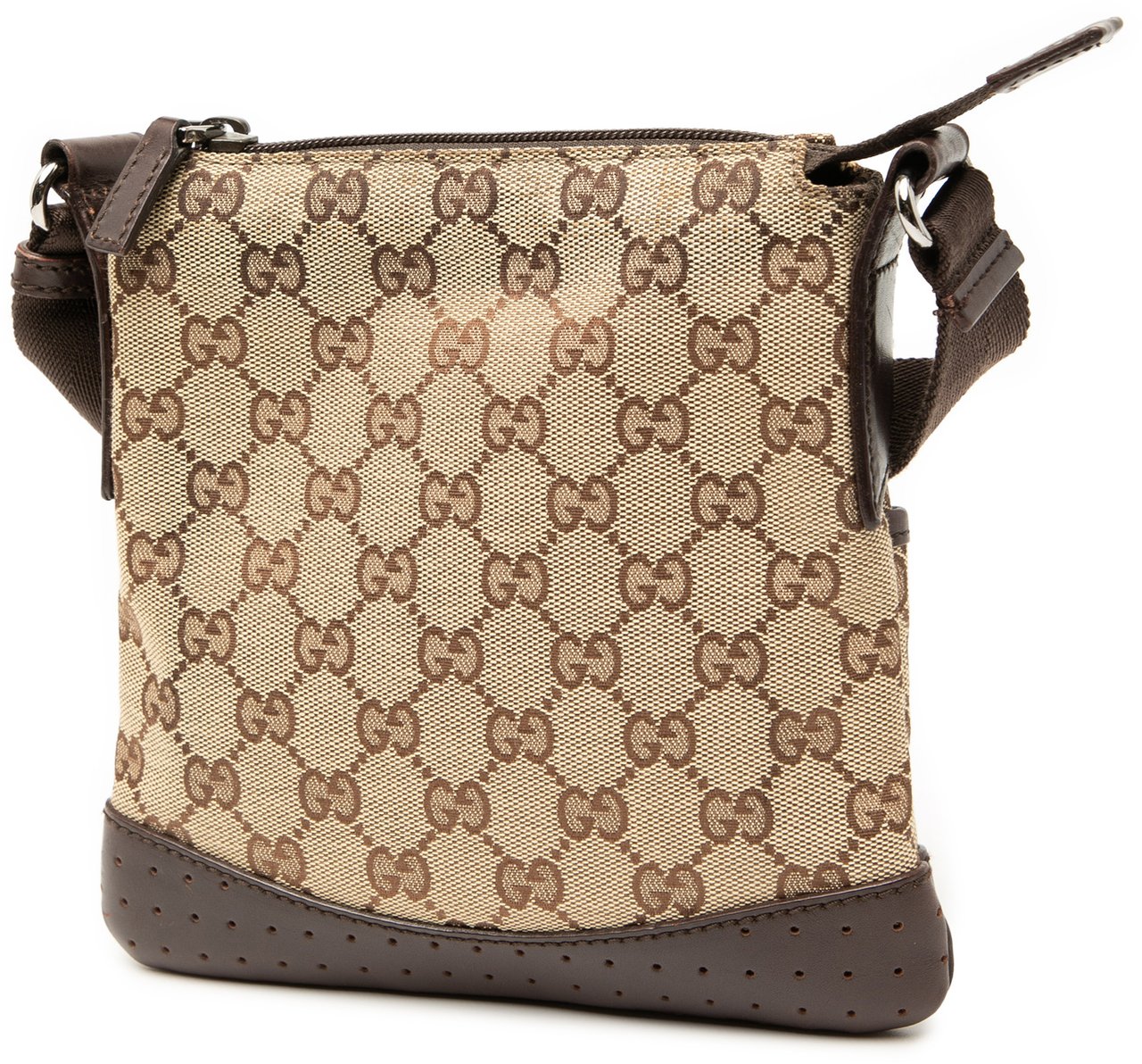 Gucci Small GG Canvas Perforated Crossbody Bruin