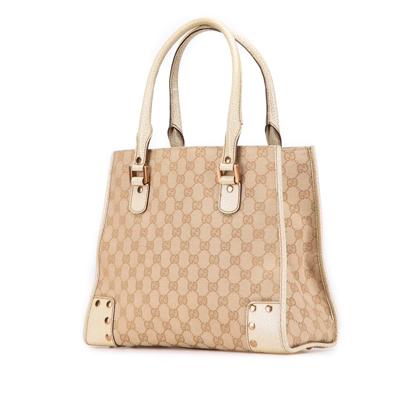 Gucci GG Canvas Nailhead Tote Bruin