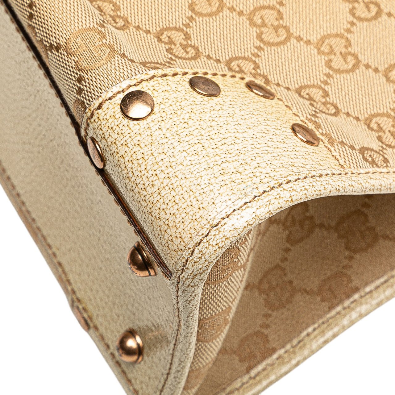 Gucci GG Canvas Nailhead Tote Bruin