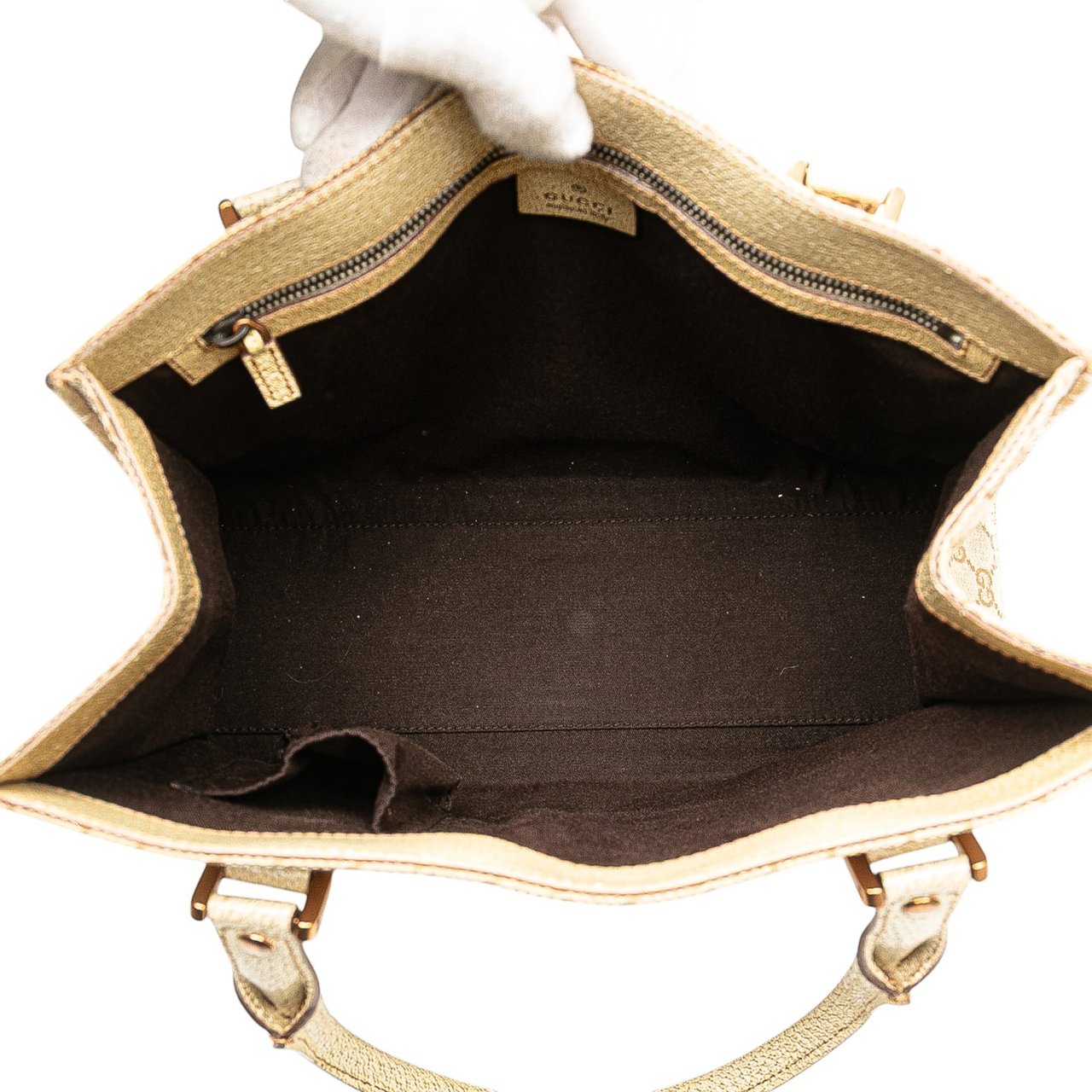 Gucci GG Canvas Nailhead Tote Bruin