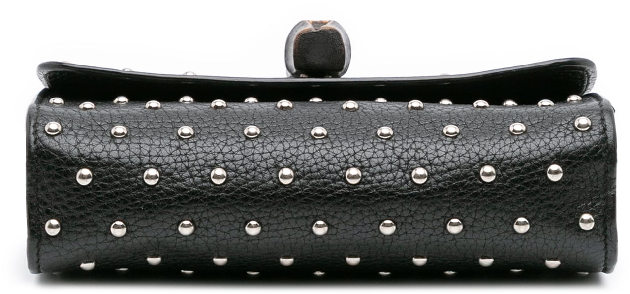 Gucci Small Leather Studded Miss Bamboo Crossbody Zwart