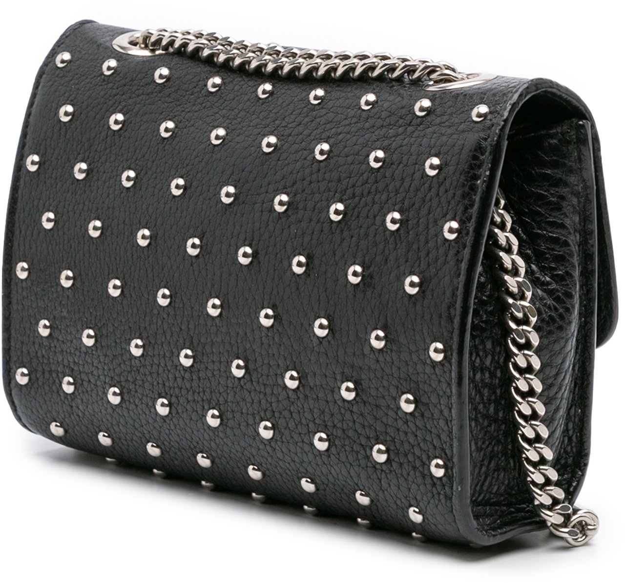 Gucci Small Leather Studded Miss Bamboo Crossbody Zwart