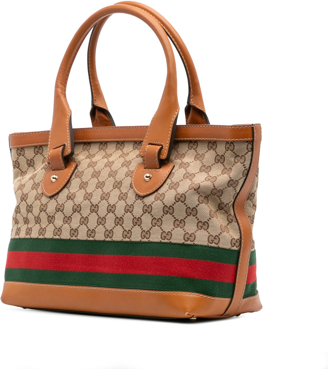 Gucci Medium GG Canvas Web Heritage Tote Bruin