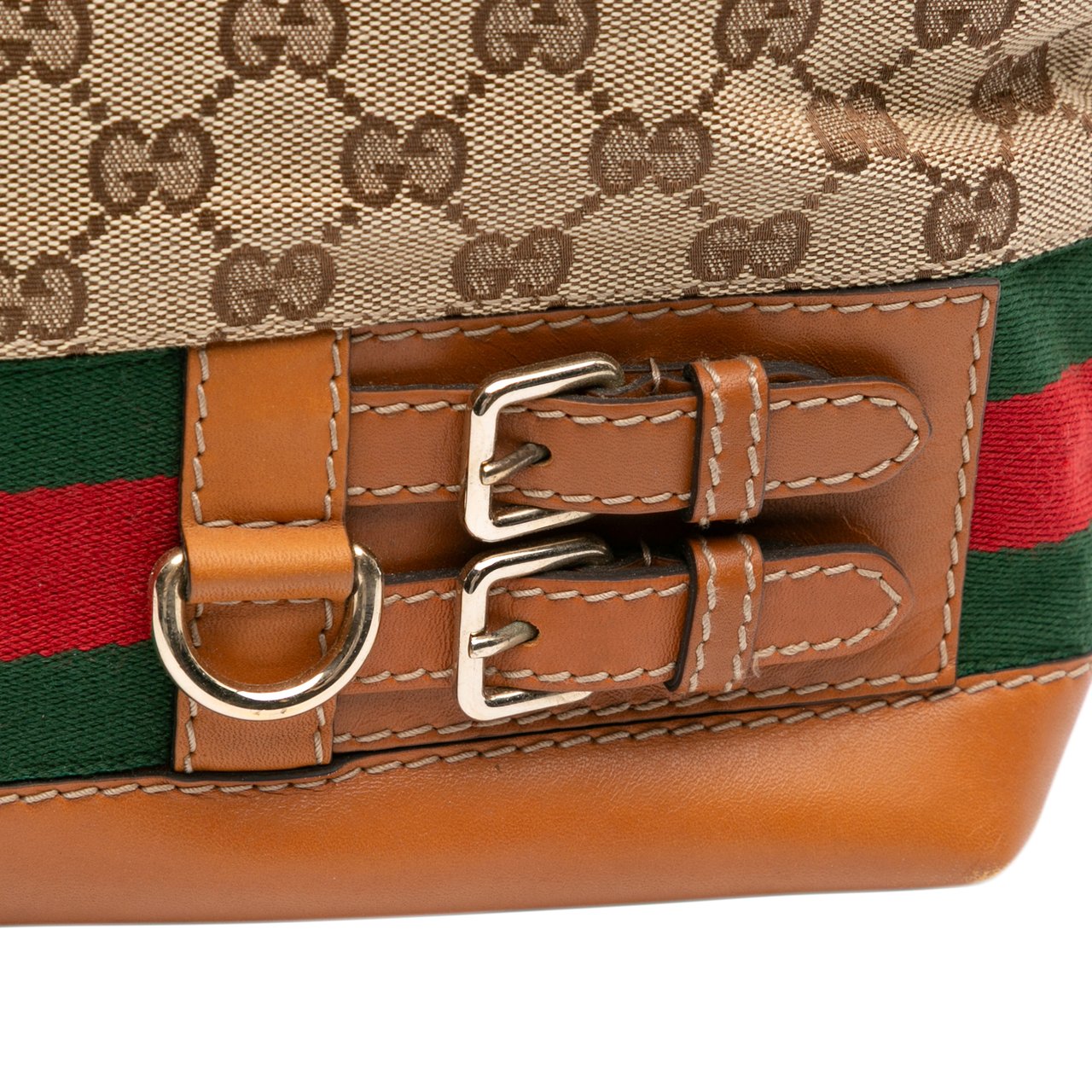 Gucci Medium GG Canvas Web Heritage Tote Bruin