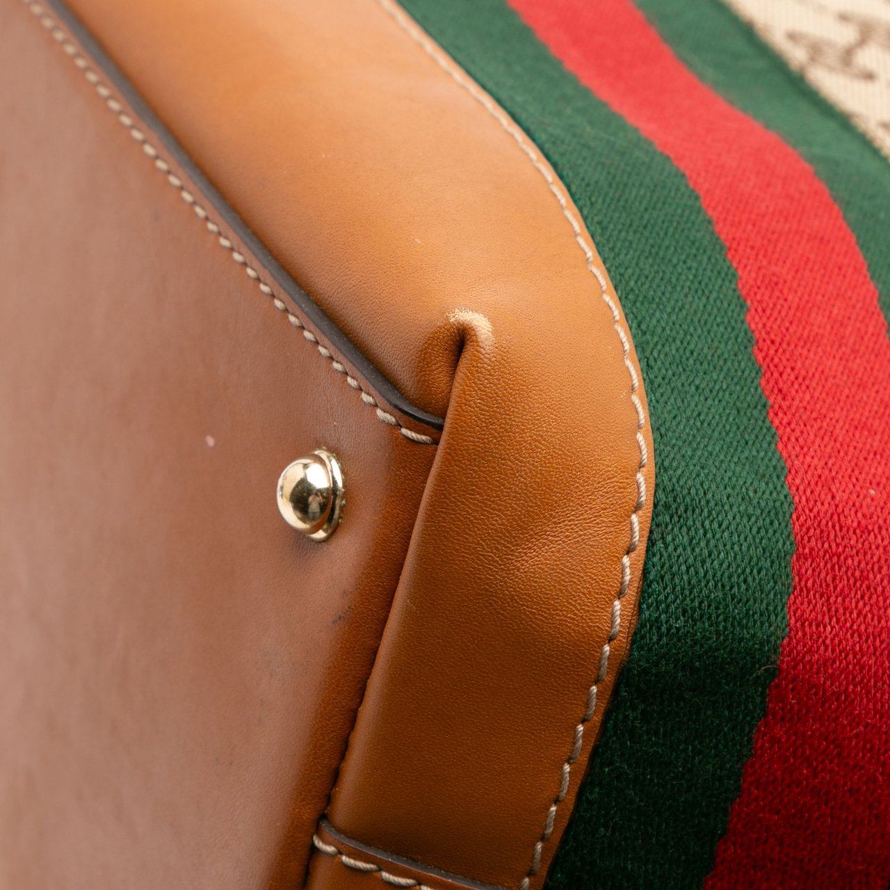 Gucci Medium GG Canvas Web Heritage Tote Bruin