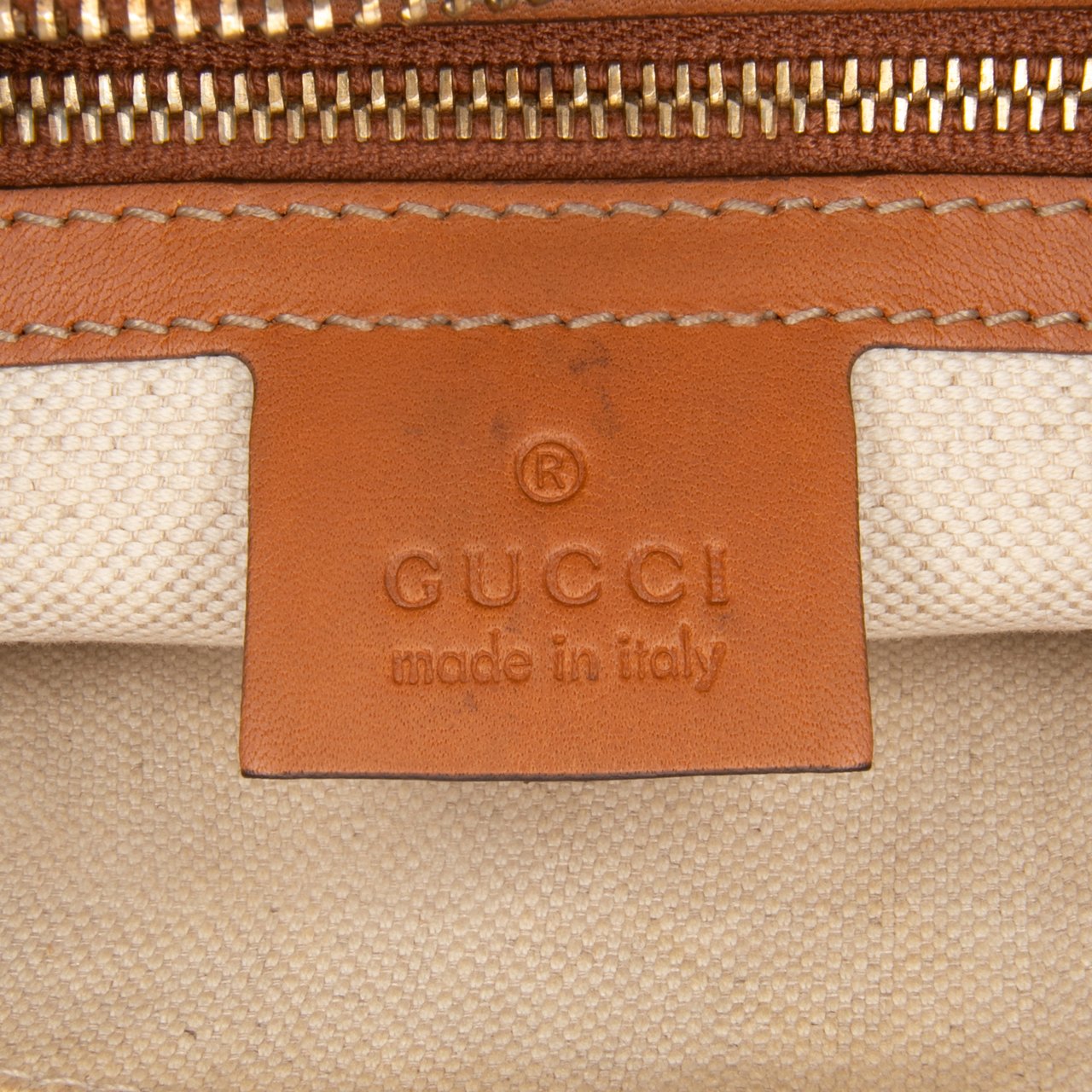Gucci Medium GG Canvas Web Heritage Tote Bruin