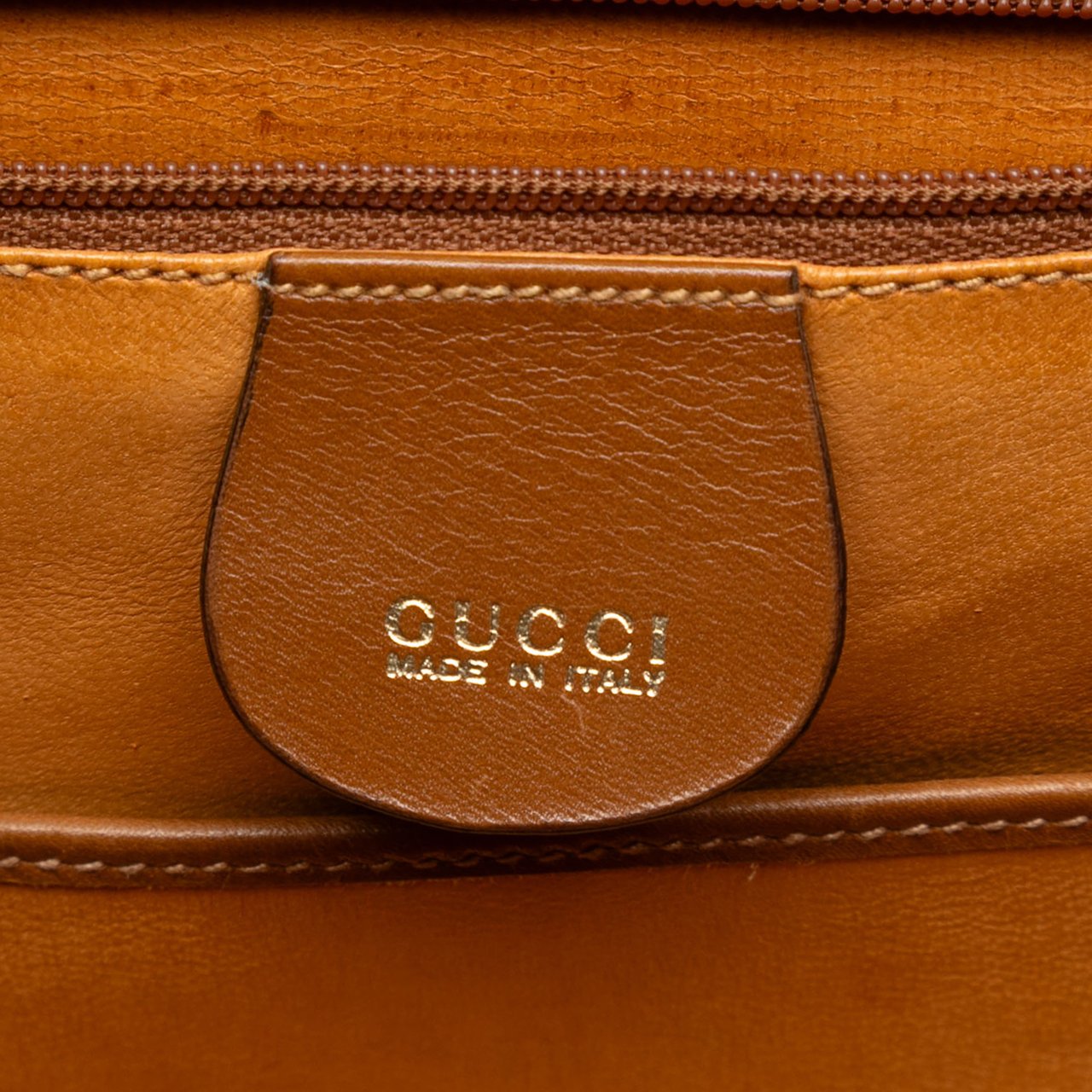 Gucci Small Grained Calfskin Bamboo Top Handle Bag Bruin