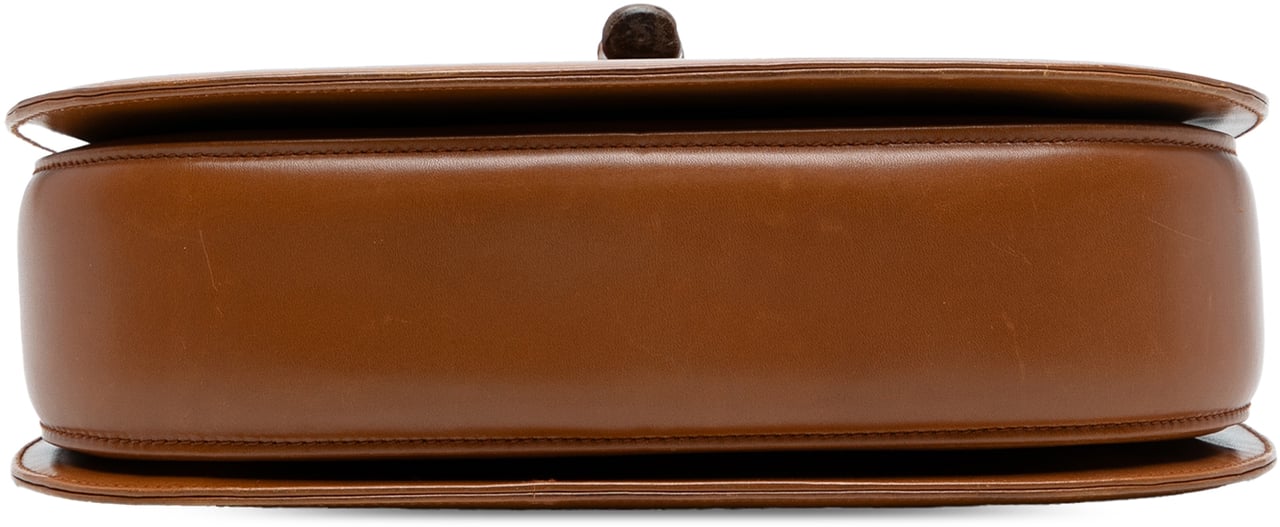 Gucci Small Grained Calfskin Bamboo Top Handle Bag Bruin