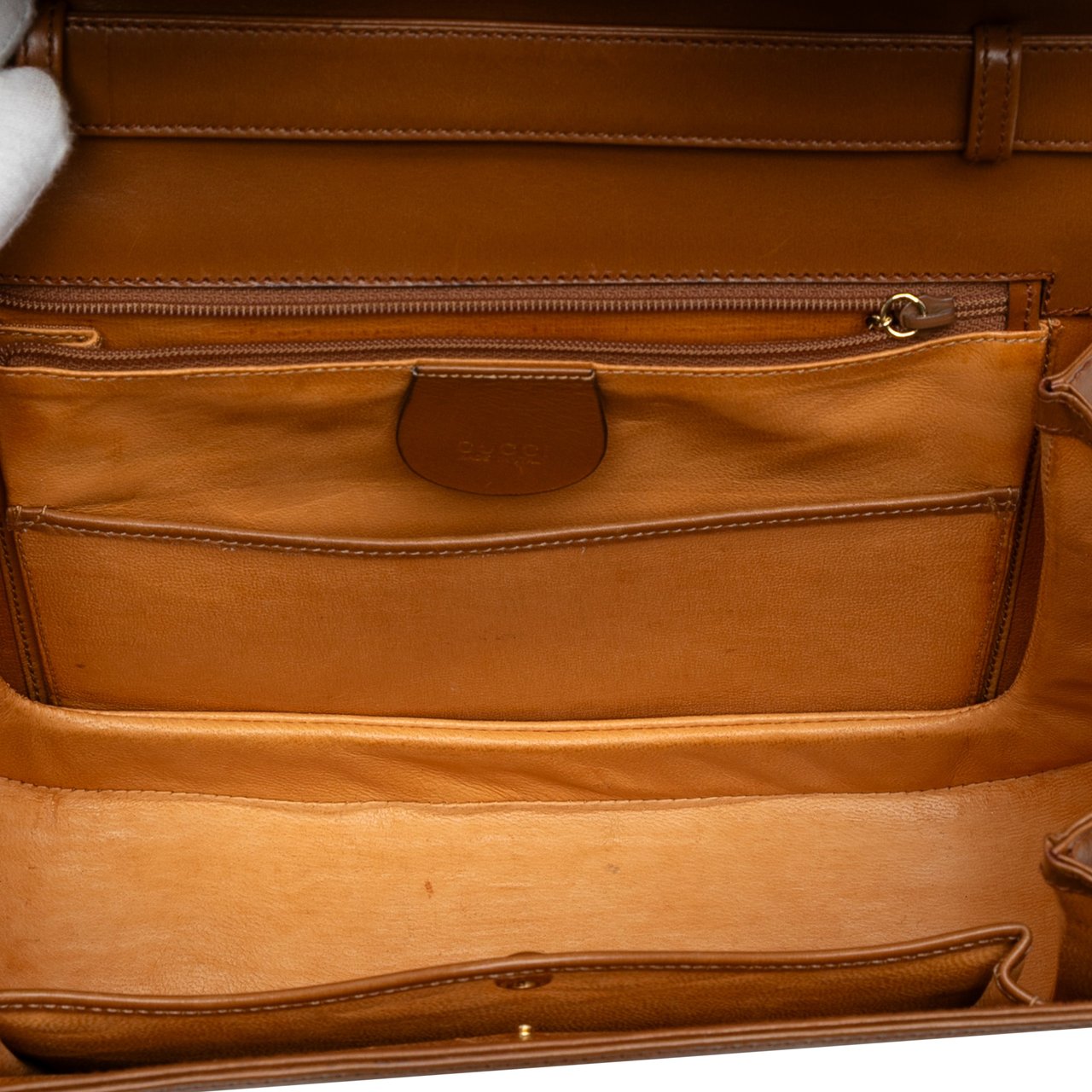 Gucci Small Grained Calfskin Bamboo Top Handle Bag Bruin