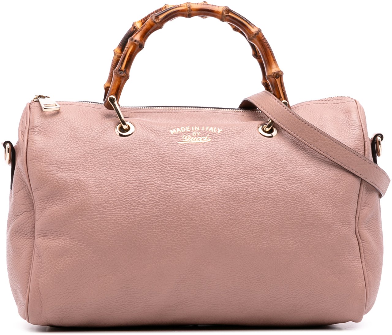 Gucci Medium Calfskin Bamboo Shopper Boston Bag Roze