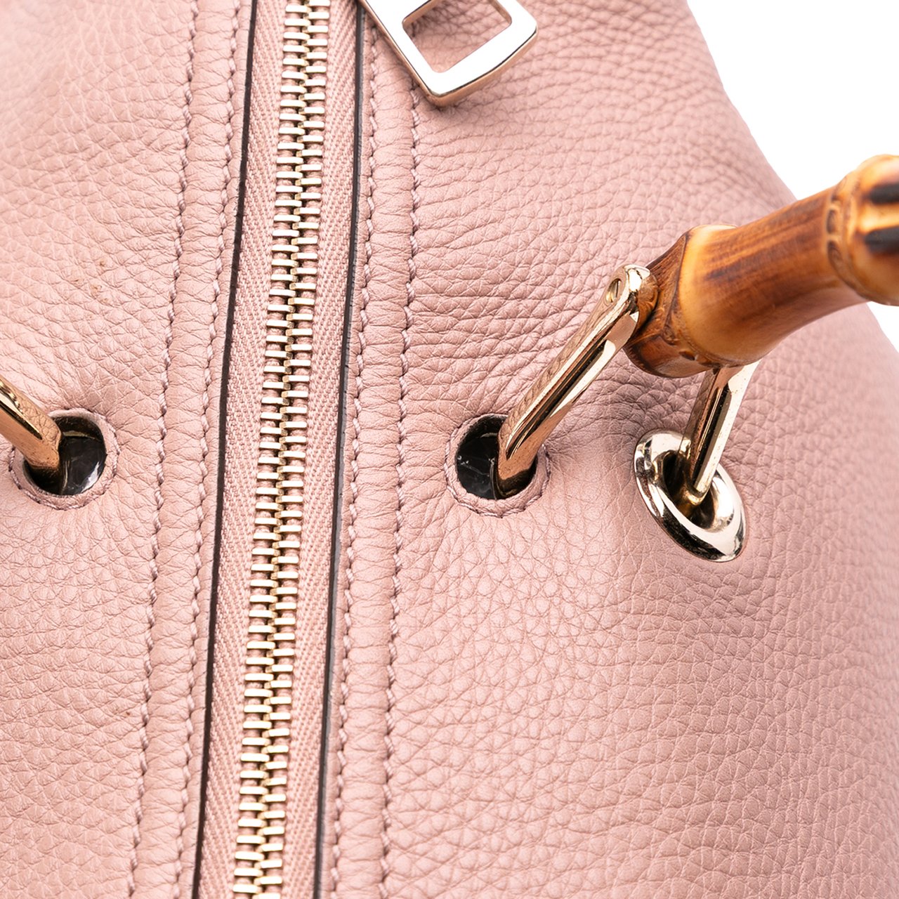 Gucci Medium Calfskin Bamboo Shopper Boston Bag Roze