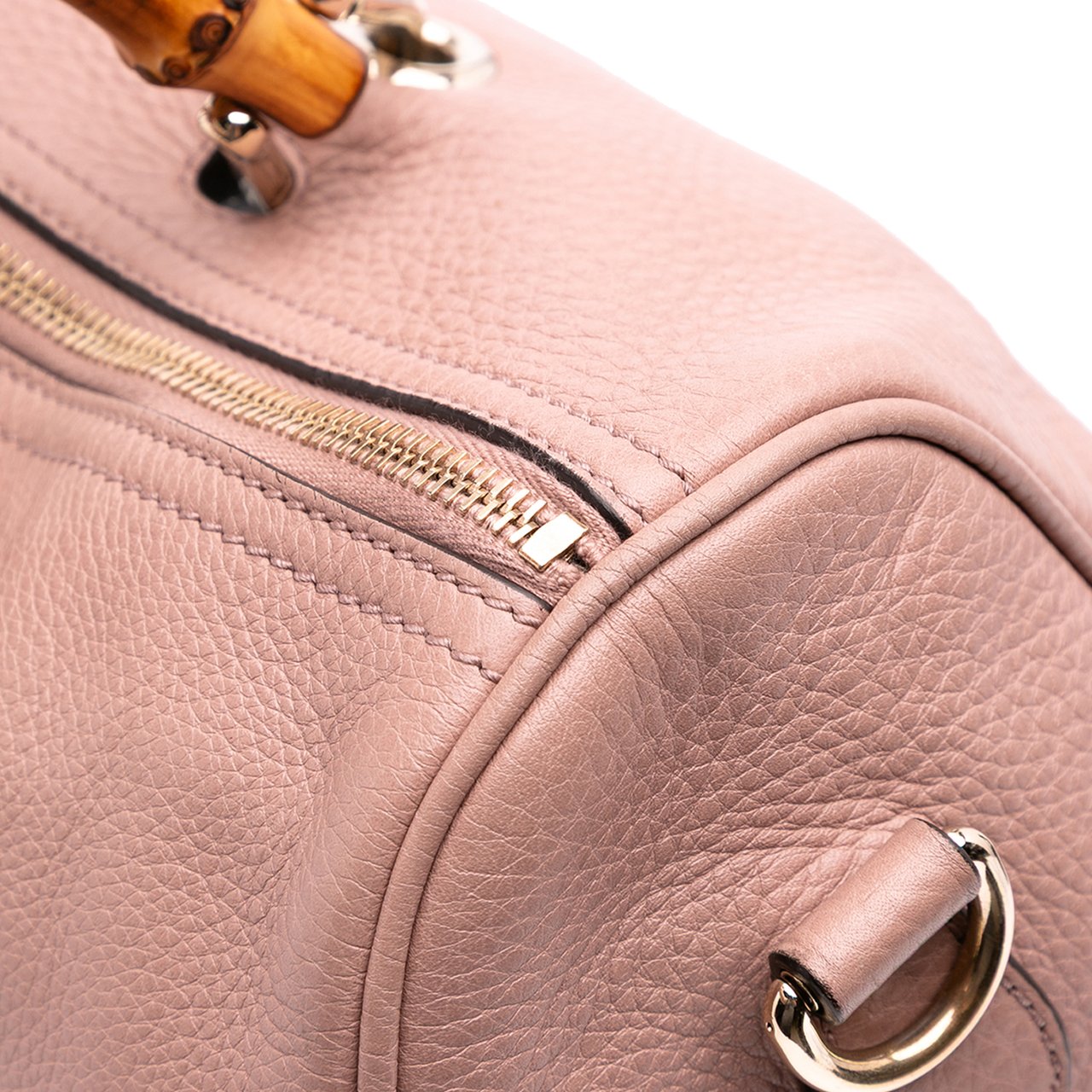 Gucci Medium Calfskin Bamboo Shopper Boston Bag Roze