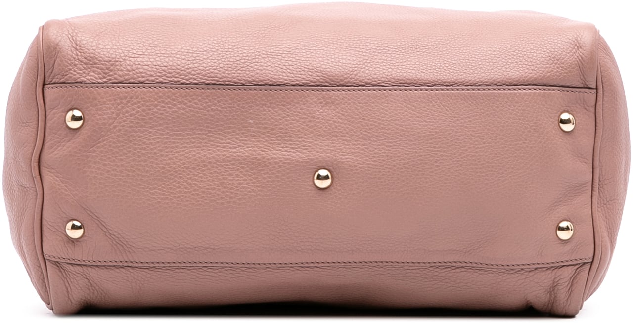 Gucci Medium Calfskin Bamboo Shopper Boston Bag Roze