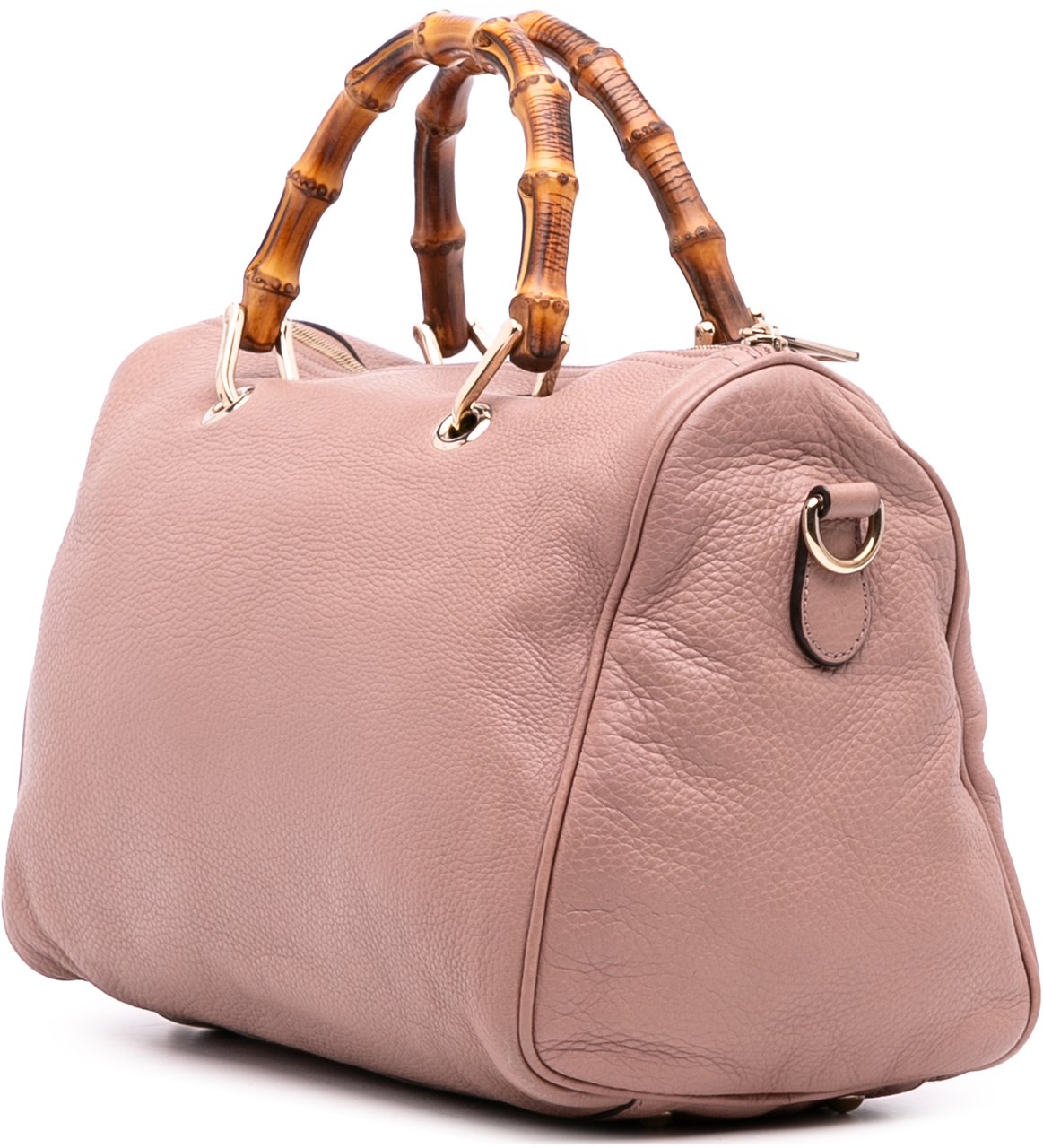 Gucci Medium Calfskin Bamboo Shopper Boston Bag Roze