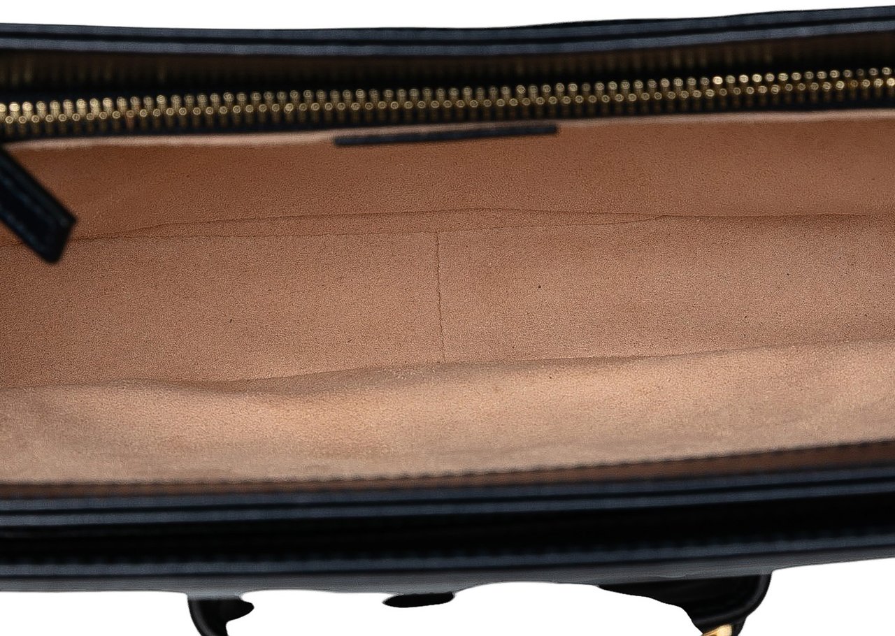 Gucci Medium Leather Web 1955 Horsebit Shoulder Bag Zwart