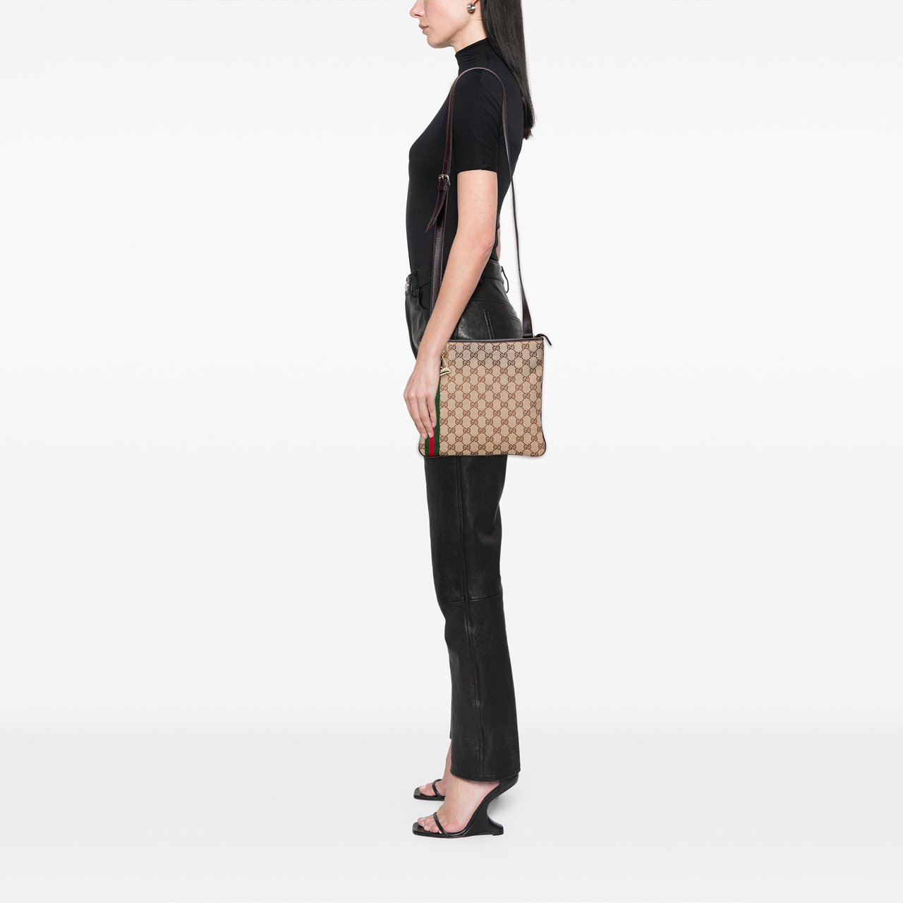 Gucci GG Canvas Jolicoeur Crossbody Bruin