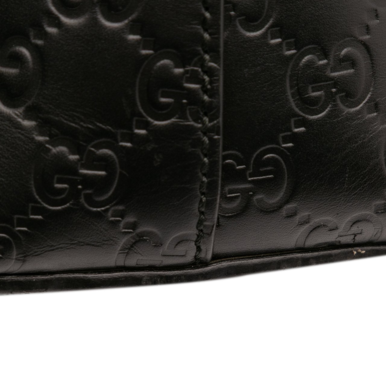 Gucci Guccissima Linea A Fold Over Satchel Zwart