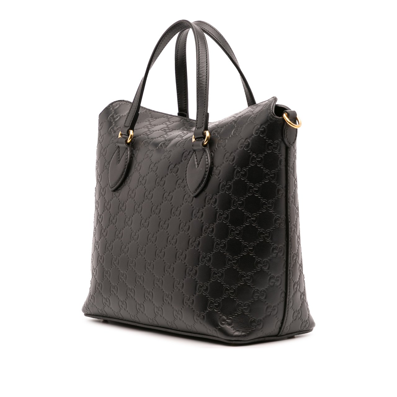 Gucci Guccissima Linea A Fold Over Satchel Zwart