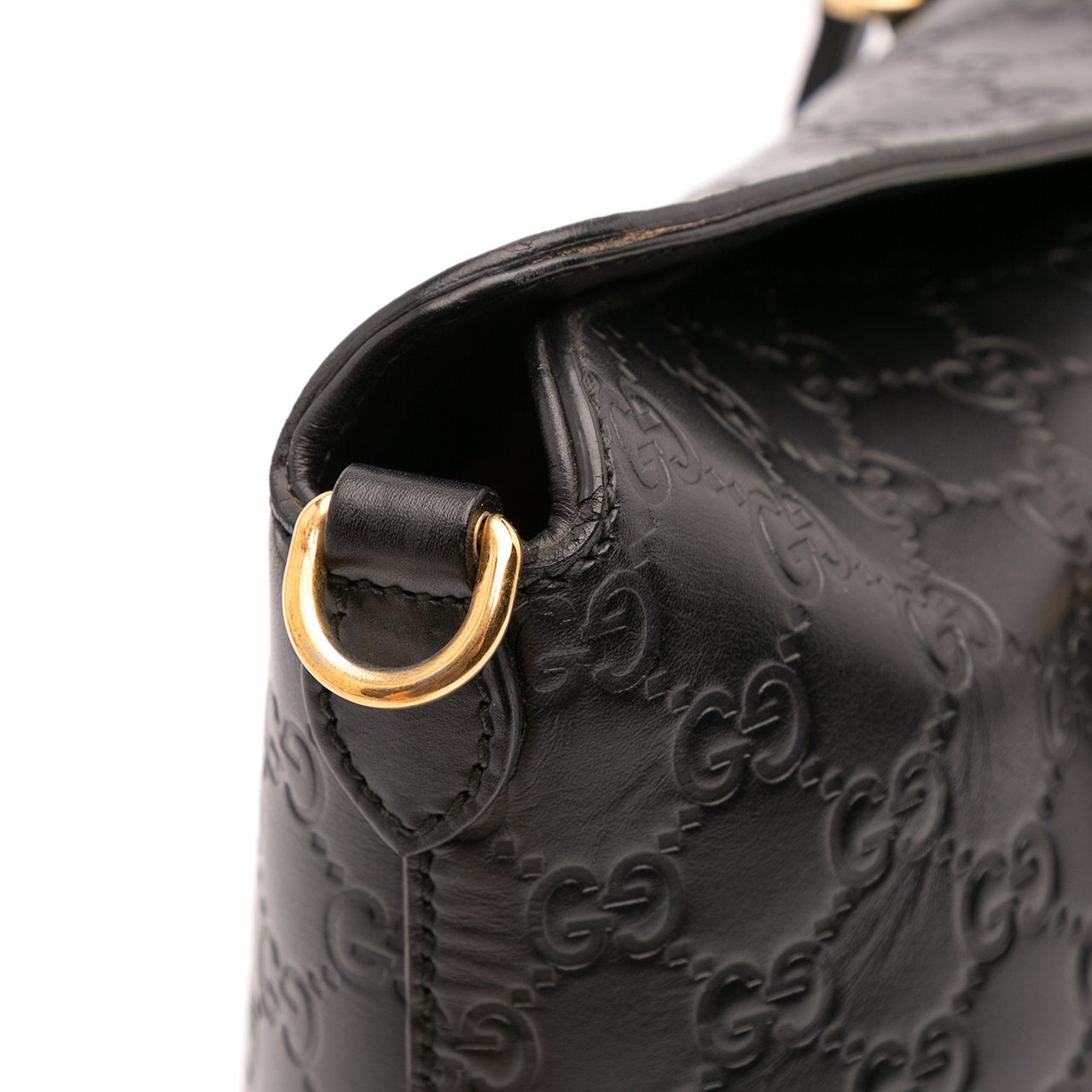 Gucci Guccissima Linea A Fold Over Satchel Zwart