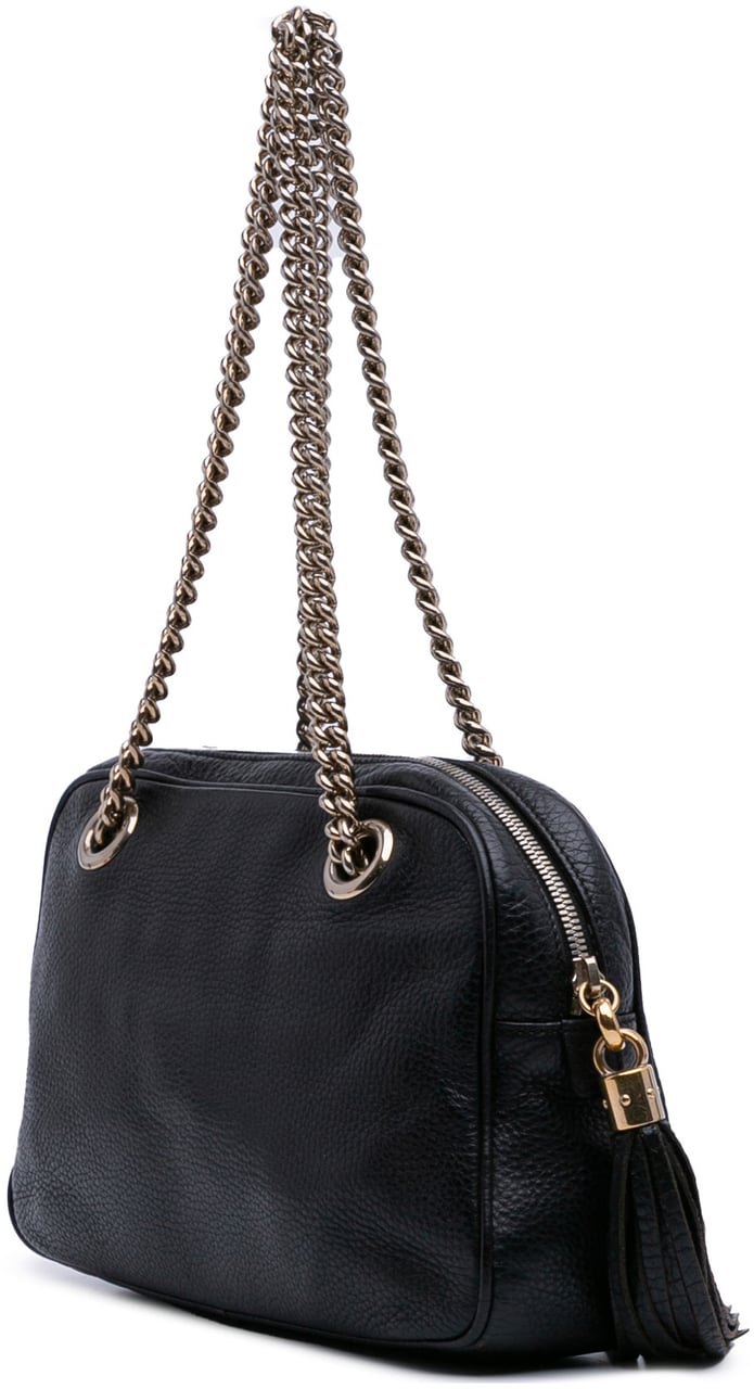 Gucci Leather Soho Chain Zip Shoulder Bag Zwart