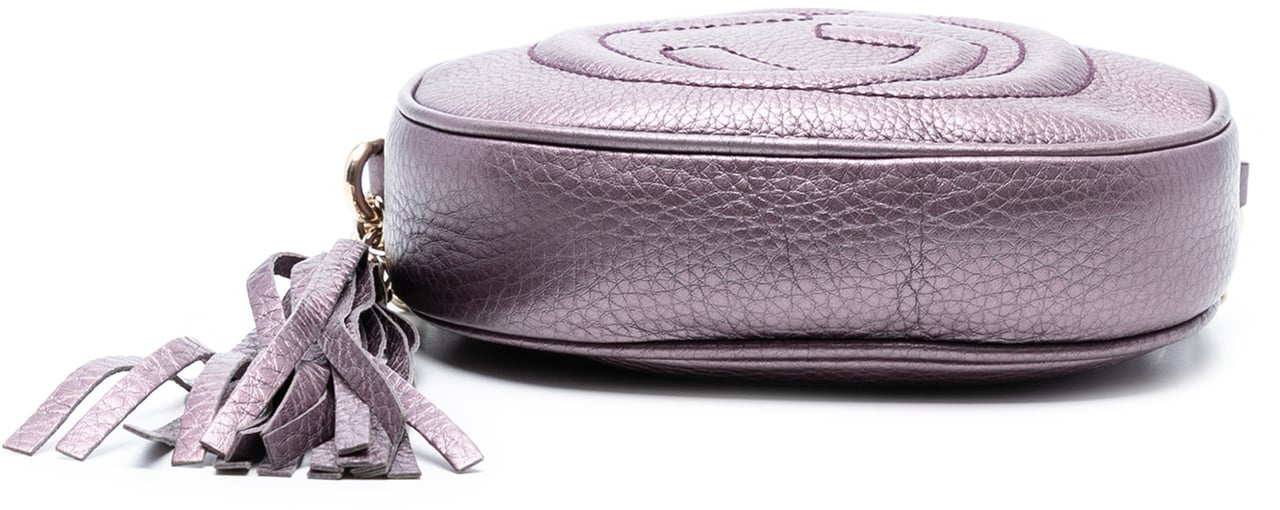 Gucci Mini Metallic Pebbled Calfskin Soho Chain Crossbody Paars