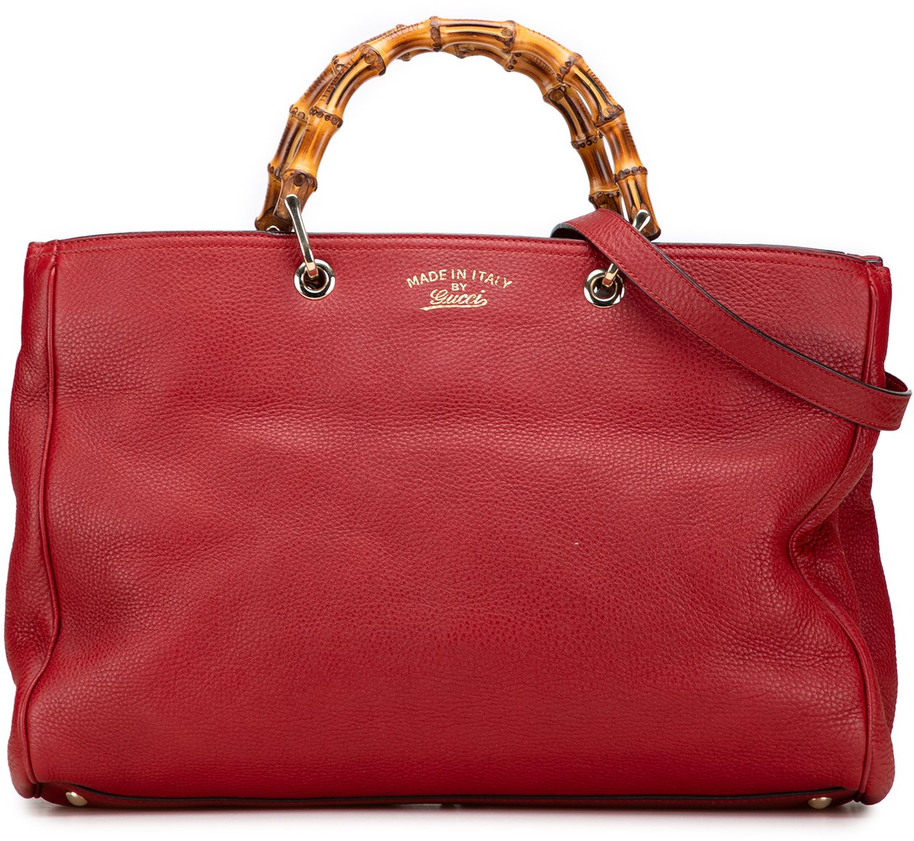 Gucci Large Calfskin Bamboo Shopper Sachel Rood