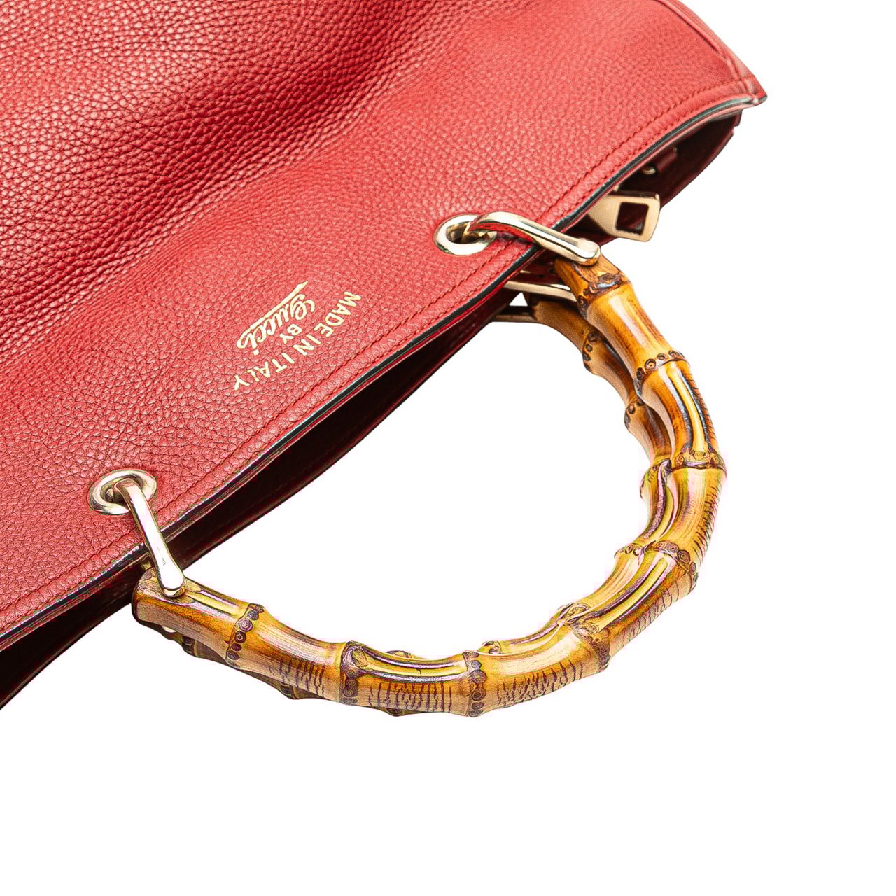 Gucci Large Calfskin Bamboo Shopper Sachel Rood