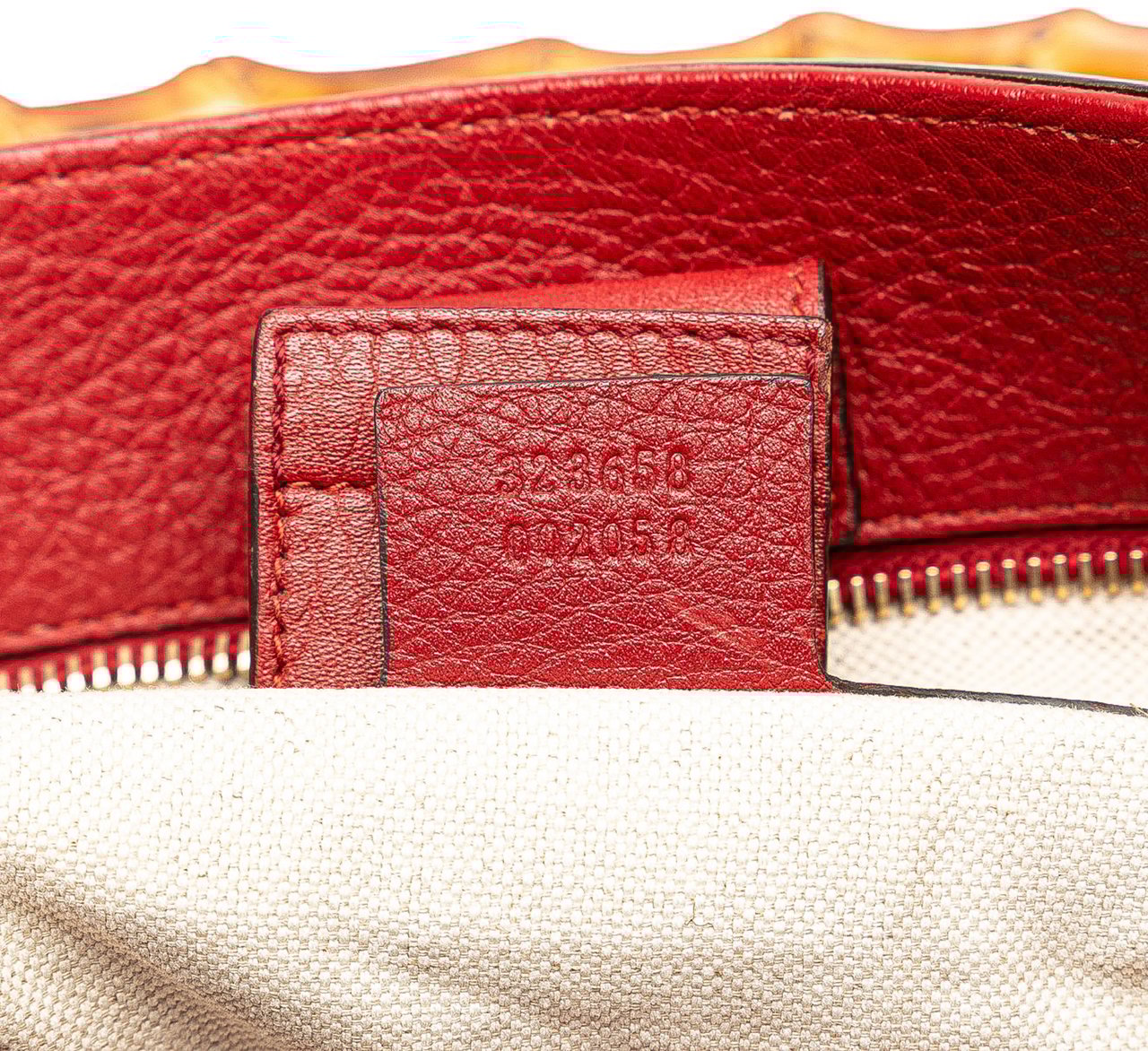 Gucci Large Calfskin Bamboo Shopper Sachel Rood